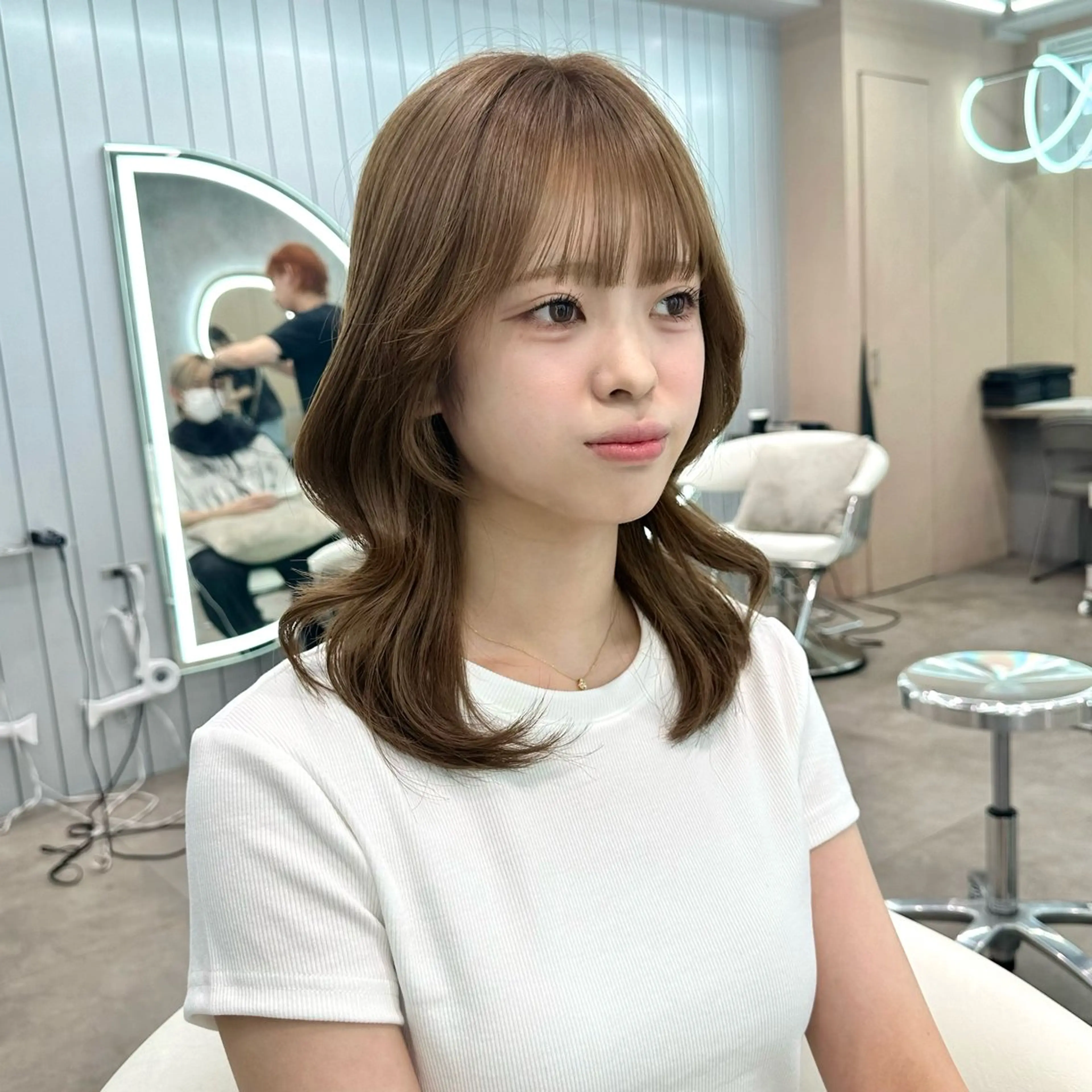 ミディアム カット ヘアカラー トリートメント ブリーチなしW🎀 髪質改善／はのんのヘアスタイル