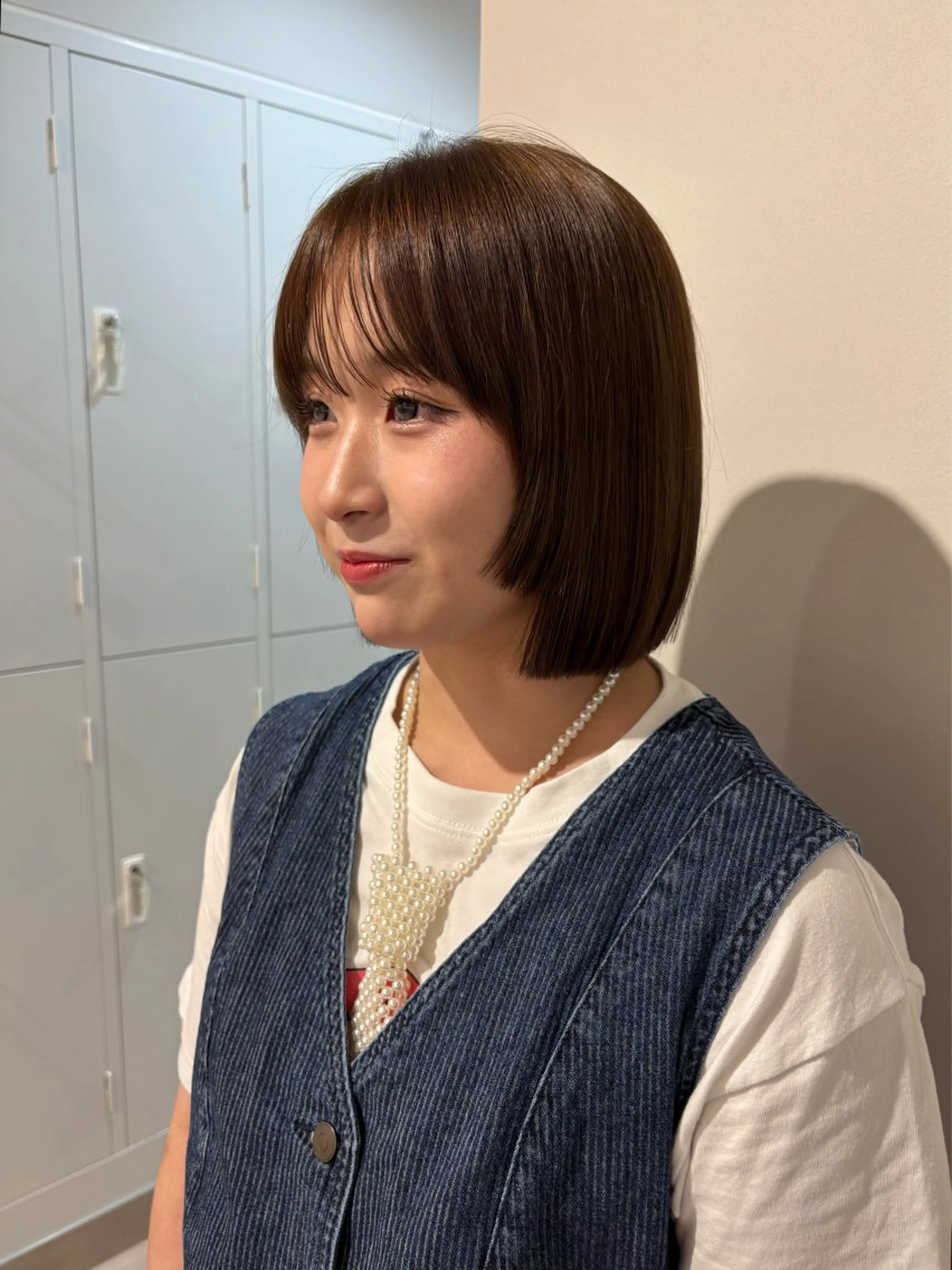 ショート カラー ブラウンカラー 透明感カラー オリーブブラウン カット ヘアカラー トリートメント 艶髪縮毛矯正/レ イヤー/atsumiのヘアスタイル