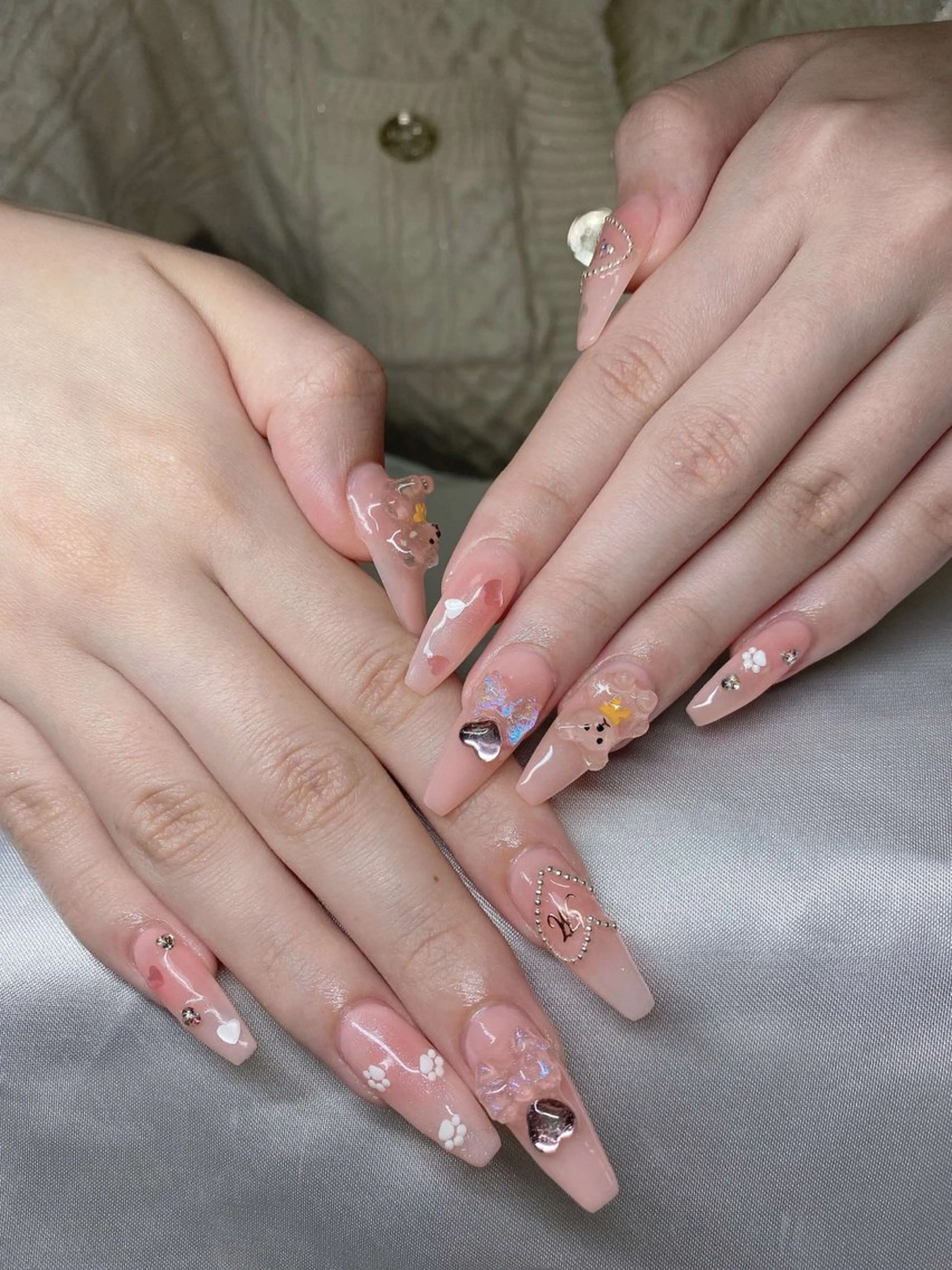 ネイル 長さ出し グラデーション キラキラネイル マグネットネイル ニュアンスネイル ハンドネイル Lee Nails チップ長さだし専門店のネイルデザイン