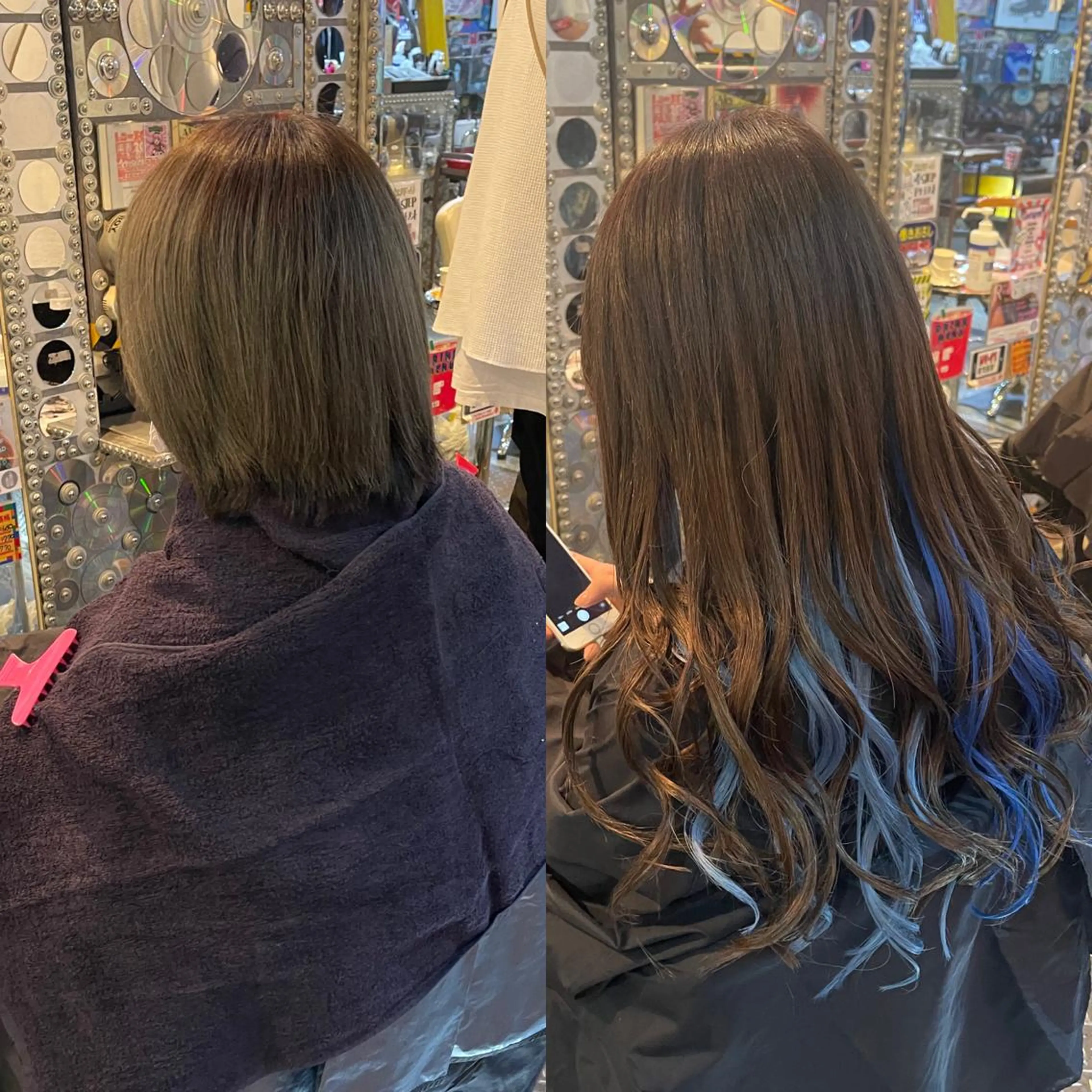 ロング カラー ヘアアレンジ 編み込みエクステ シールエクステ インナーカラー エクステ 🌈派手髪エクステ ブレイズ🌈ひろとのヘアスタイル