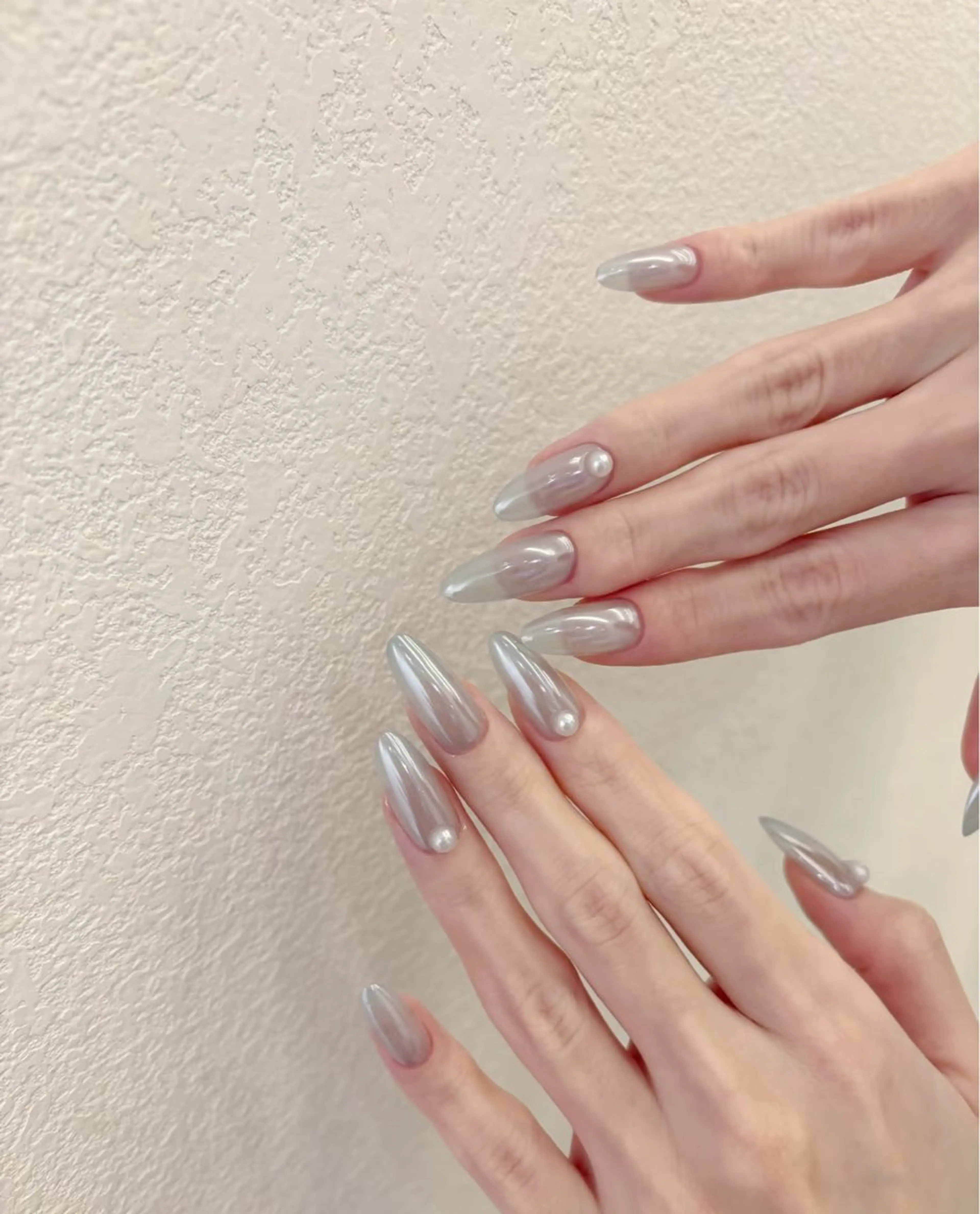 ネイル フラワーネイル フレンチネイル ジェルネイル ガラスフレンチ ハート ハンドネイル BabyYouMi nailのネイルデザイン