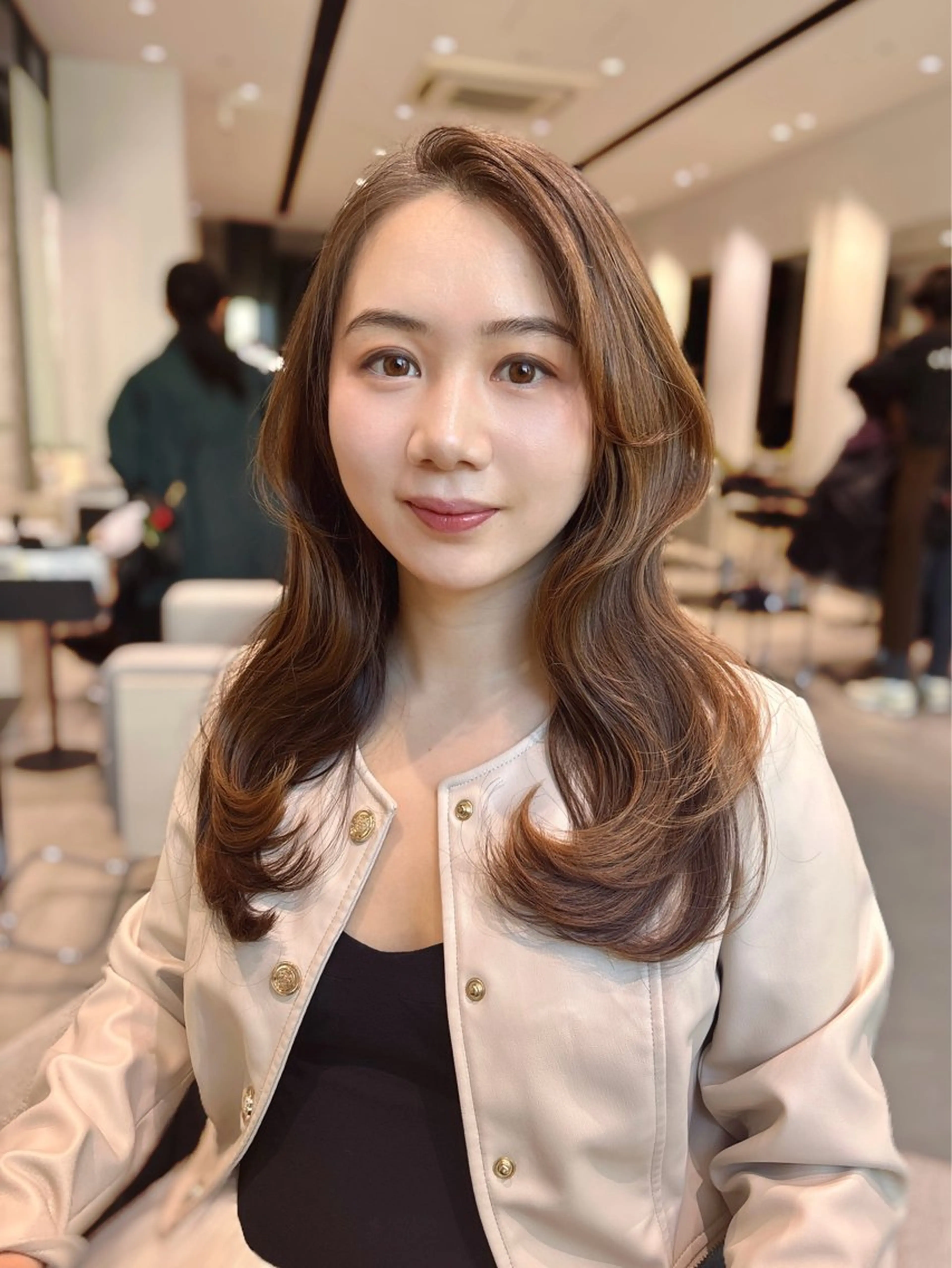 セミロング カラー 銀座/韓国レイヤー/ 艶カラー🍓原田侑依のヘアスタイル