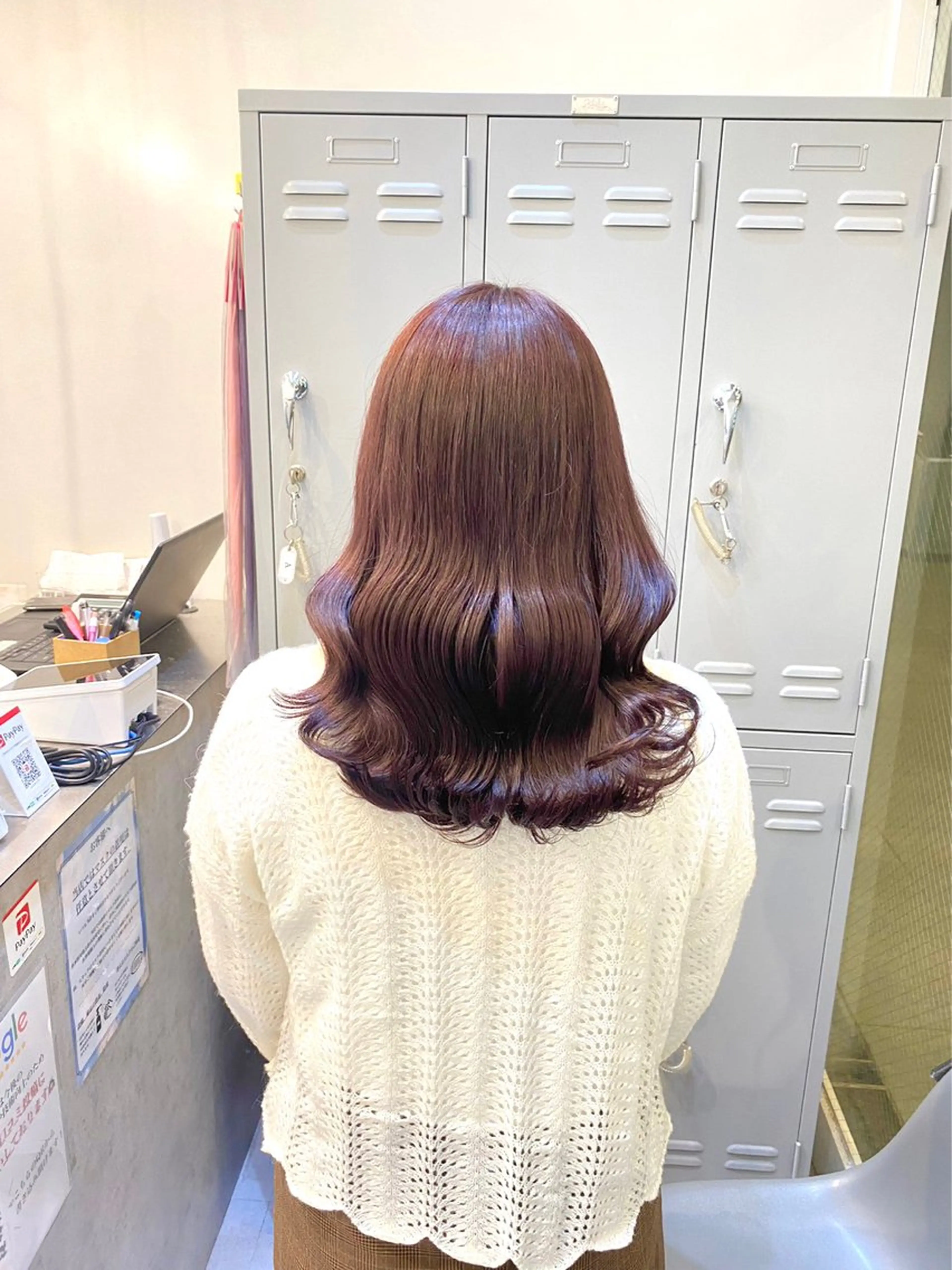 セミロング カラー 髪質改善× 白髪ぼかし溝江のヘアスタイル