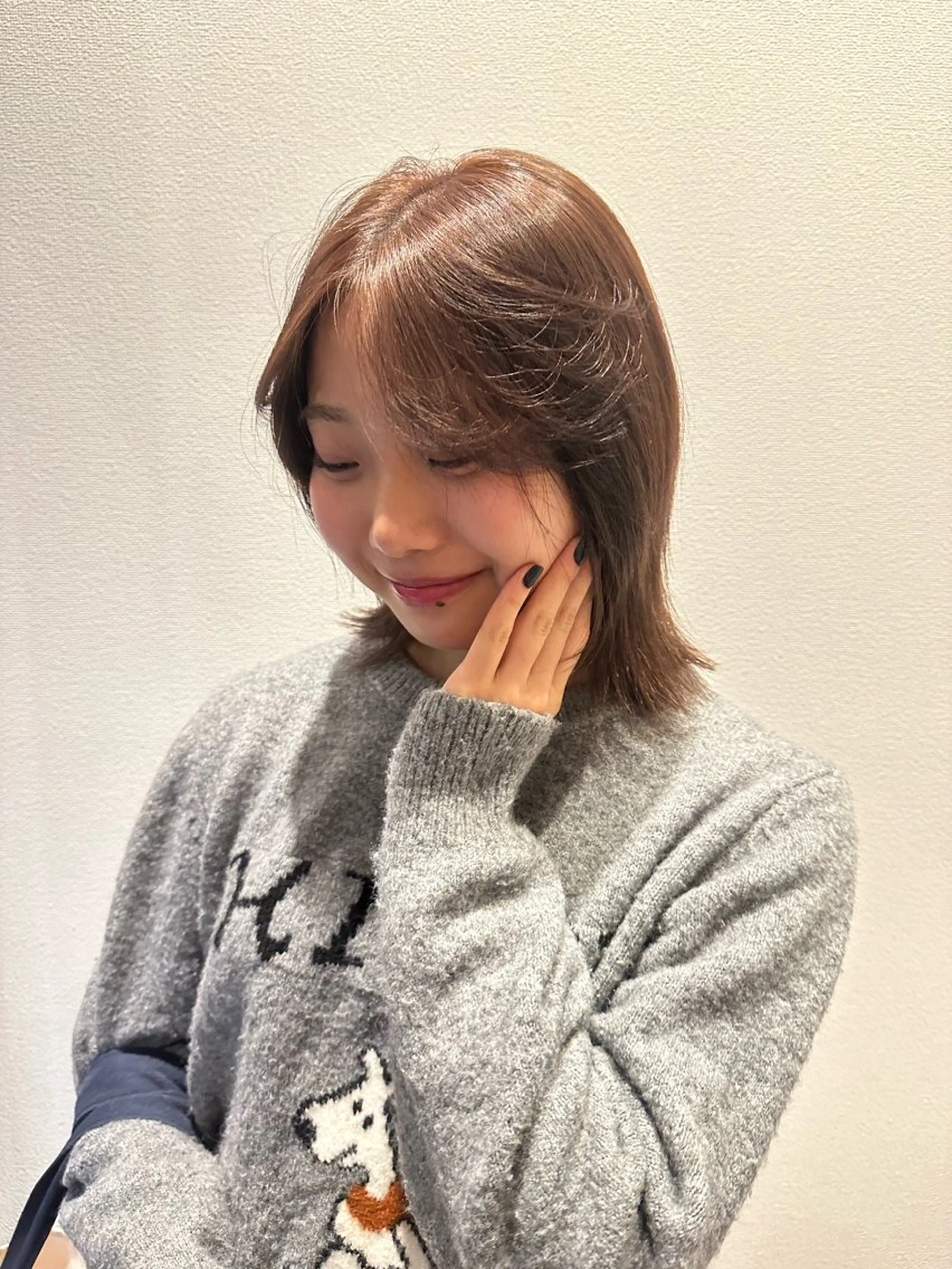 ミディアム カラー ブラウンカラー ぱる/透明感カラー パーマ/カットのヘアスタイル