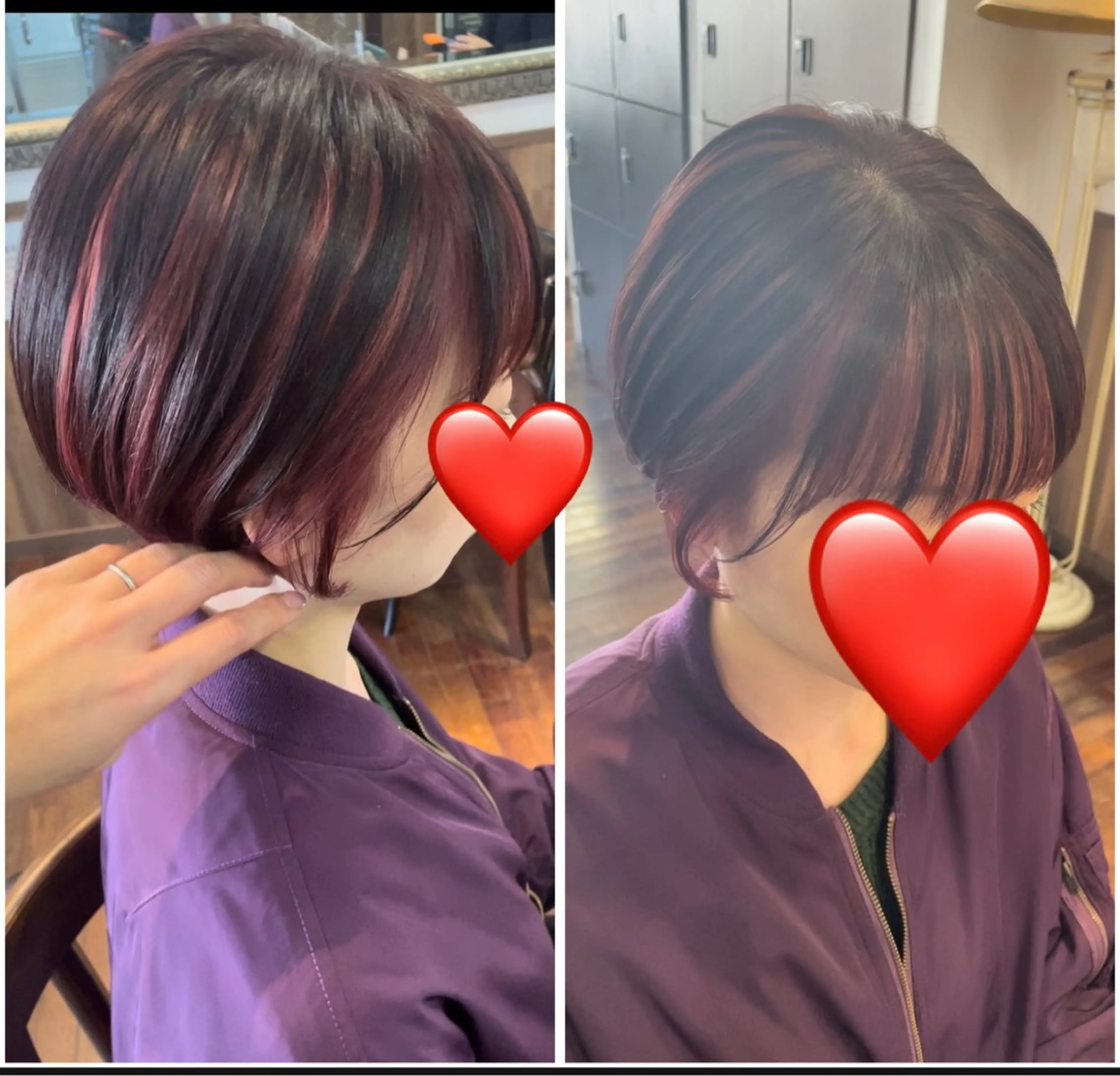 ショート カラー 丸みショート デザインカラー インナーカラー ピンクカラー ショートヘア 福見 美保のヘアスタイル