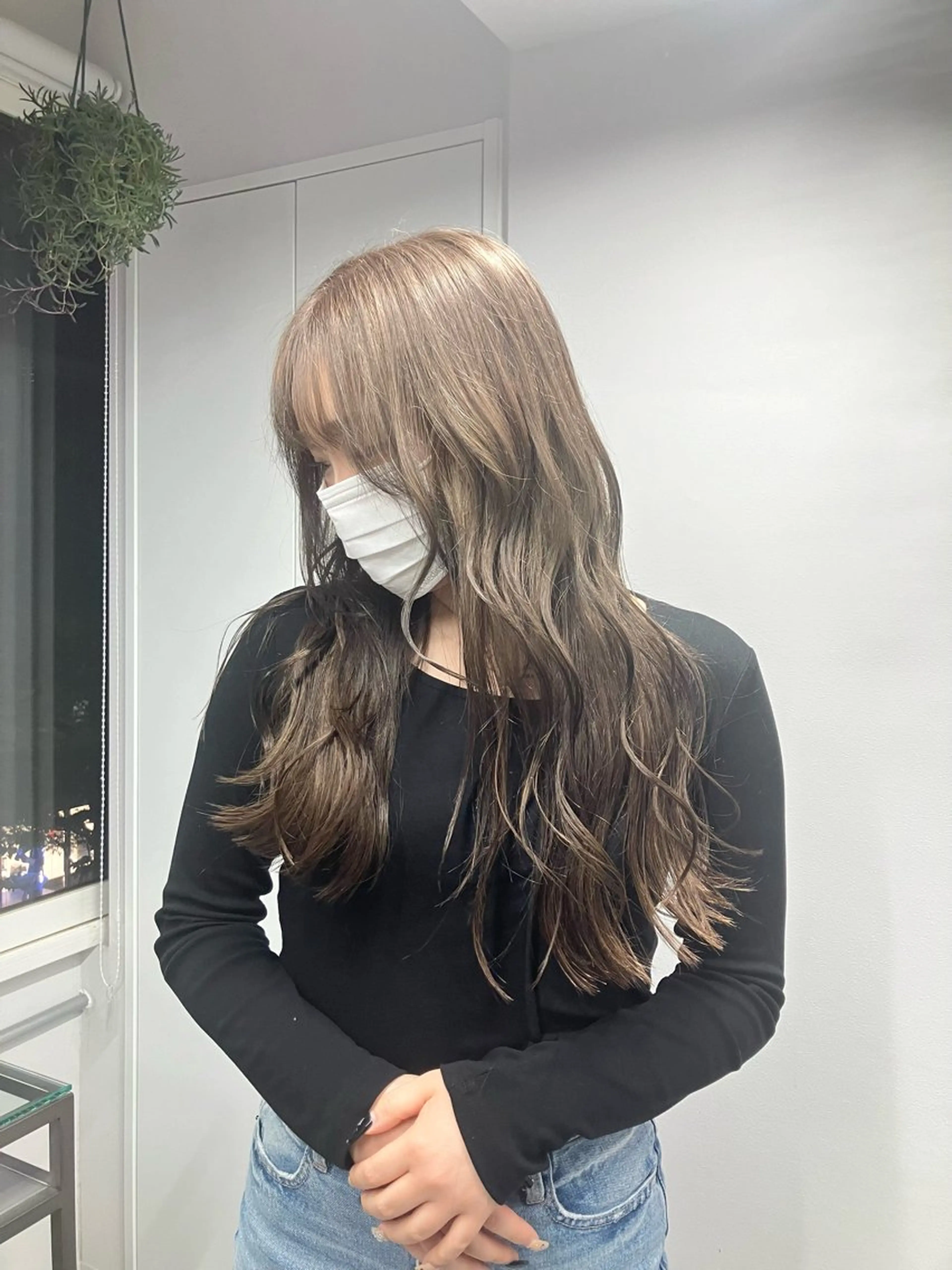 ロング カラー グレージュ 髪質改善/縮毛矯正 /美髪カラー/こてのヘアスタイル