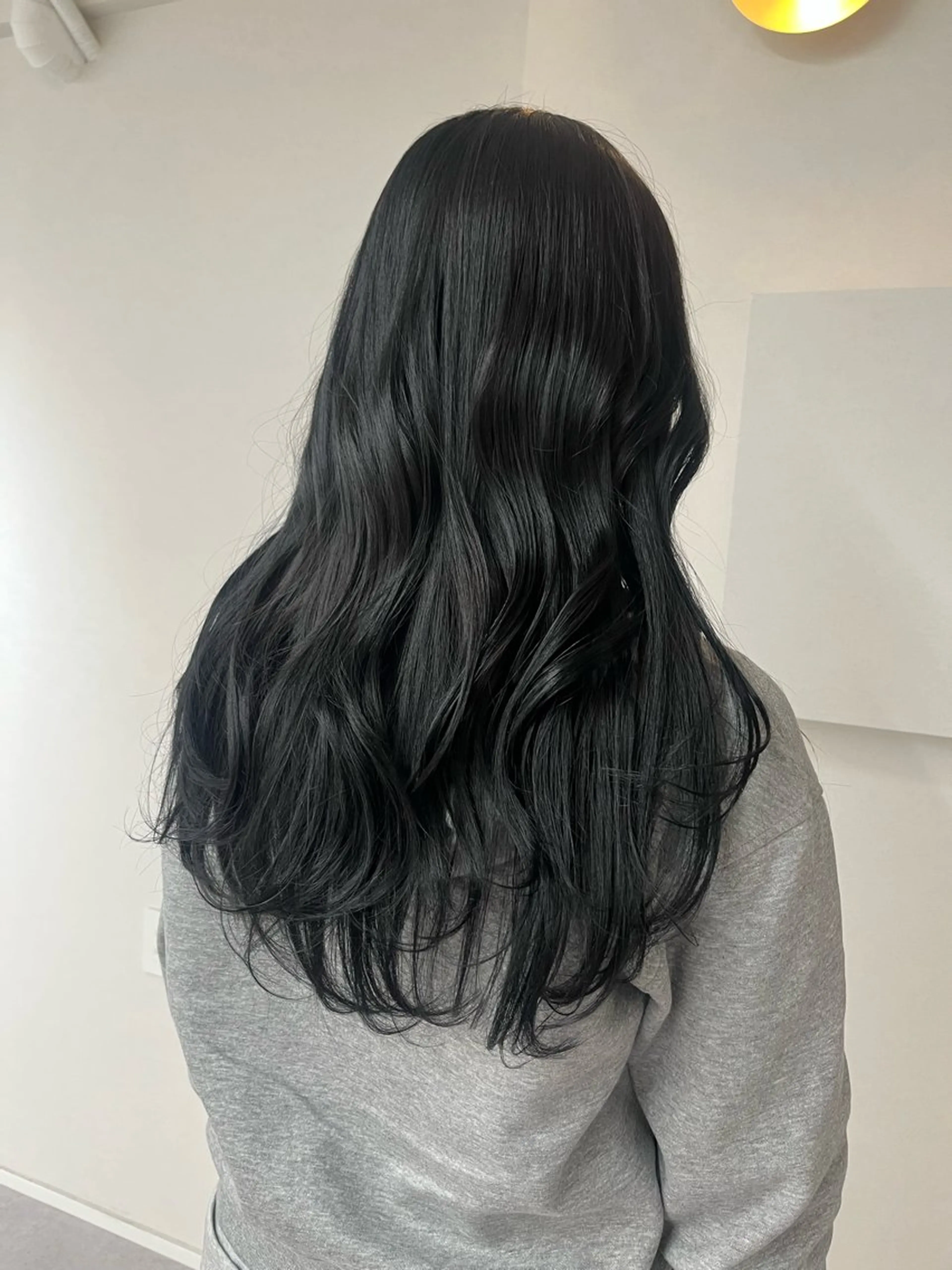カラー 黒髪 ブルーカラー ブルーブラック ヘアカラー ひな‪‪︎/暖色 柔color🫧のヘアスタイル