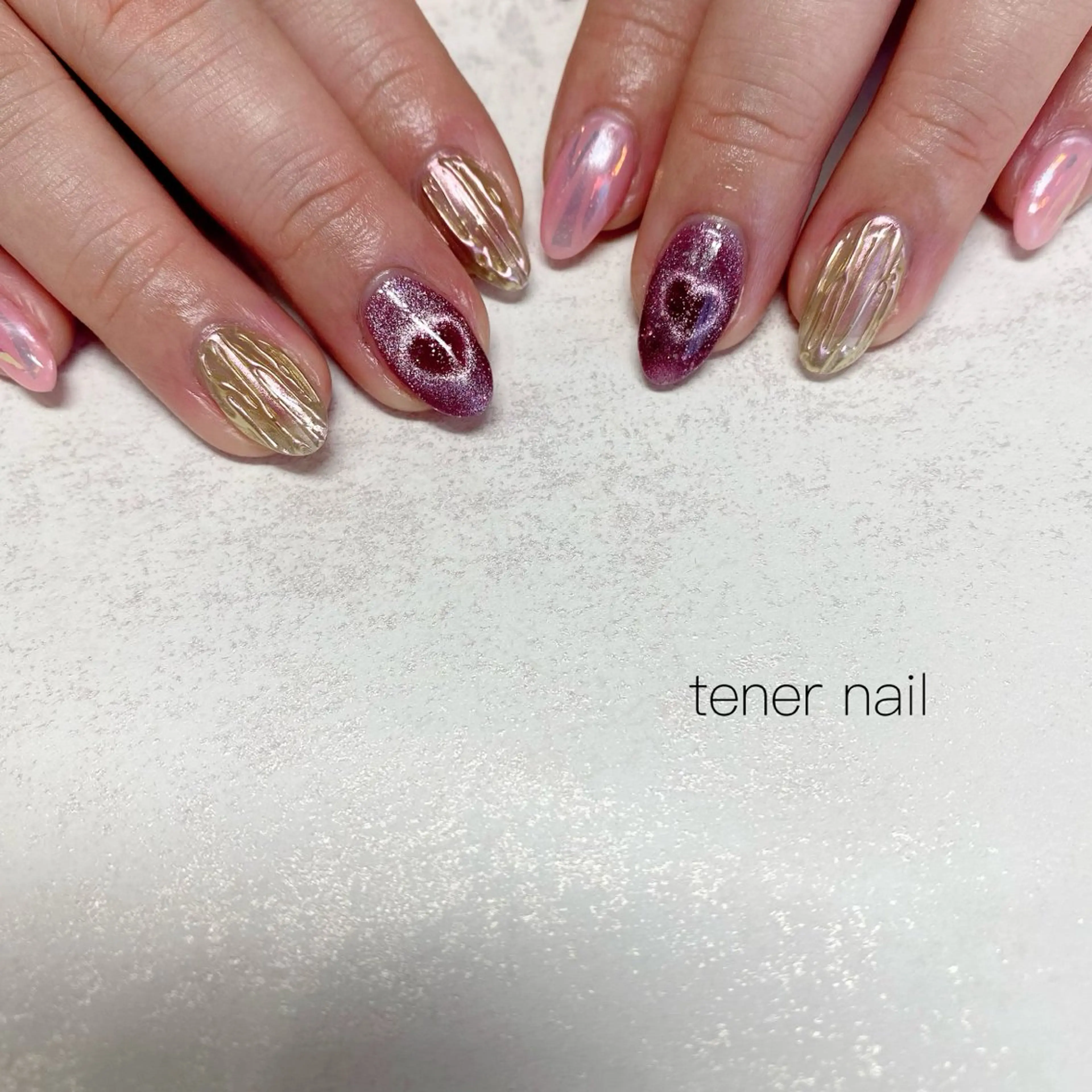 ネイル ハート マグネットネイル ハンドネイル テネルネイル tener nailのネイルデザイン