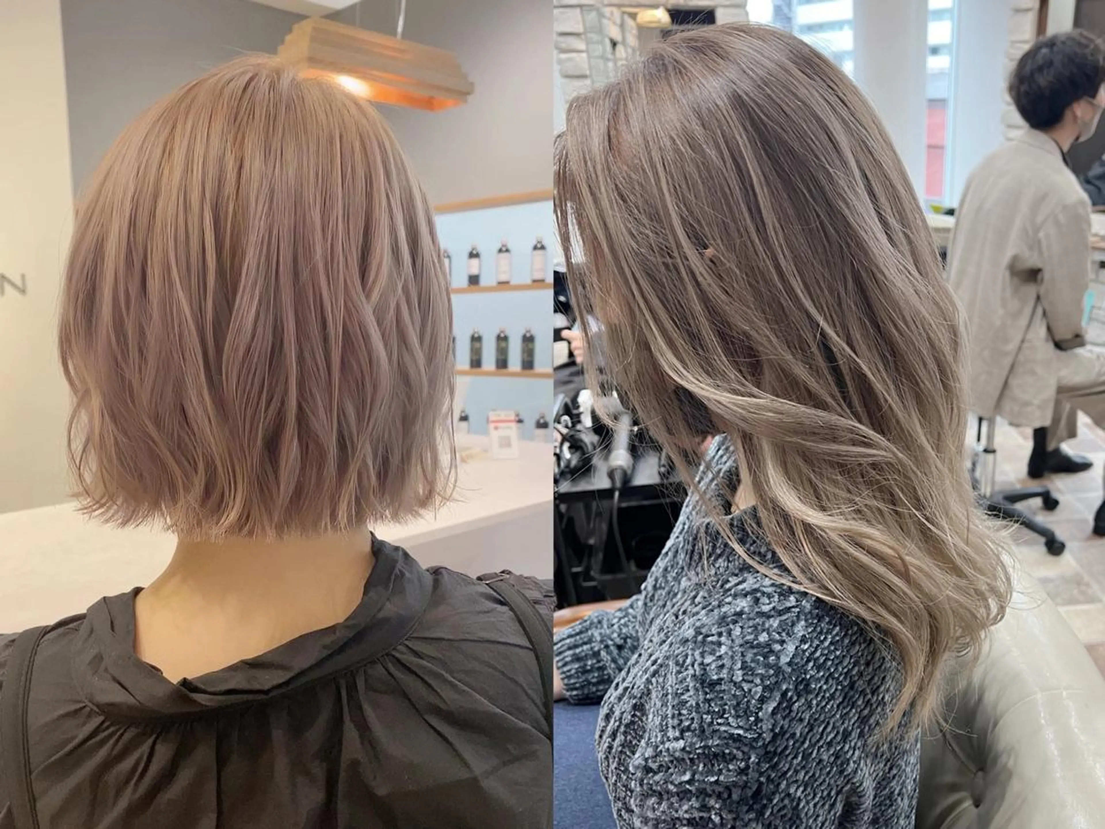 セミロング カラー 髪質改善カラー× 美髪ストレート前出のヘアスタイル