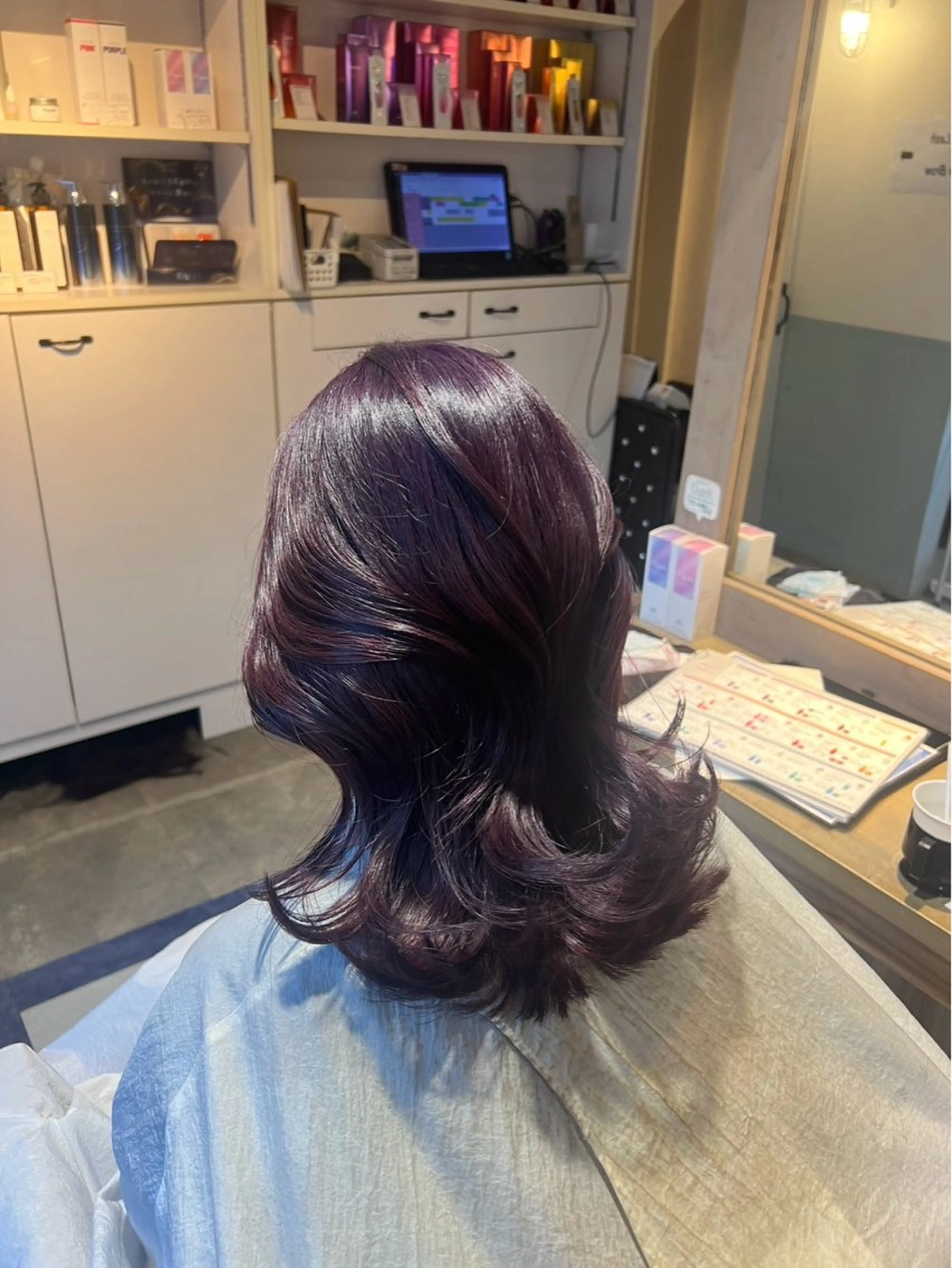 ミディアム ヘアカラー トリートメント 艶髪×透明感カラー ののかのヘアスタイル