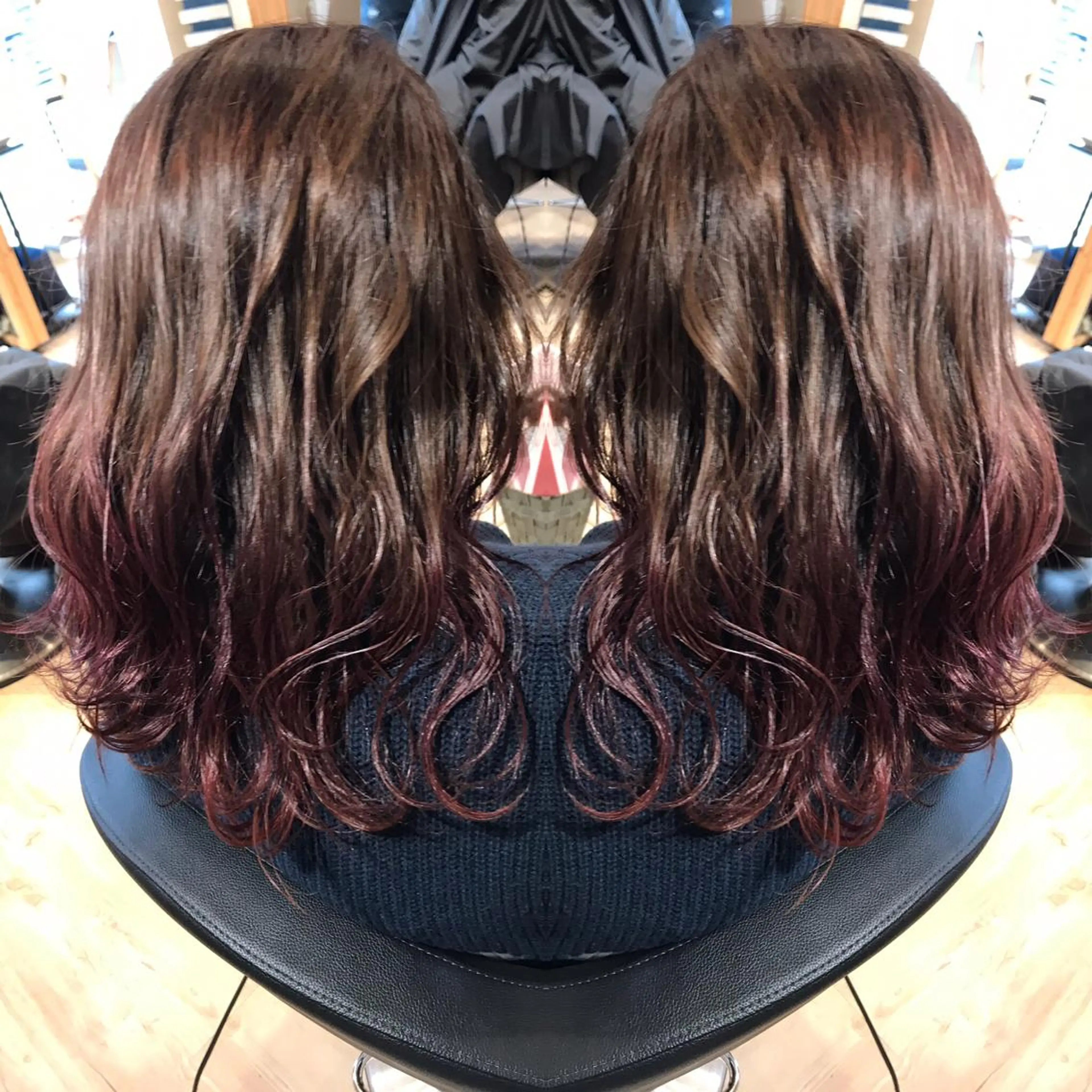 セミロング カラー ブリーチ グラデーションカラー ブリーチなしカラー レッドカラー ヘアカラー 大久保 隆蔵のヘアスタイル