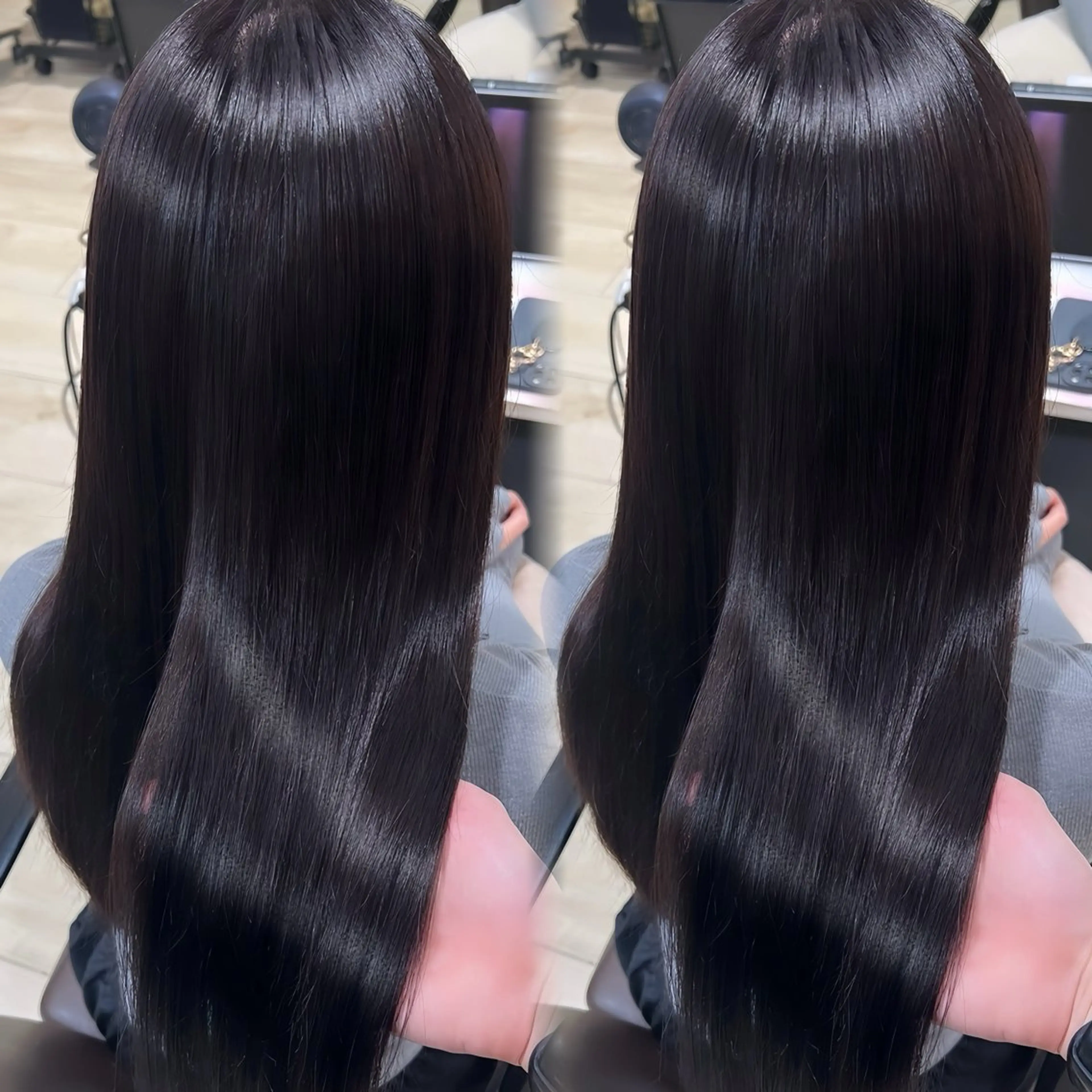 【🫧ケア特化カラークーポン🫧】🪄透明感グロスカラー➕選べる4stepトリートメント🪄】 【超音波アイロン付き】の写真