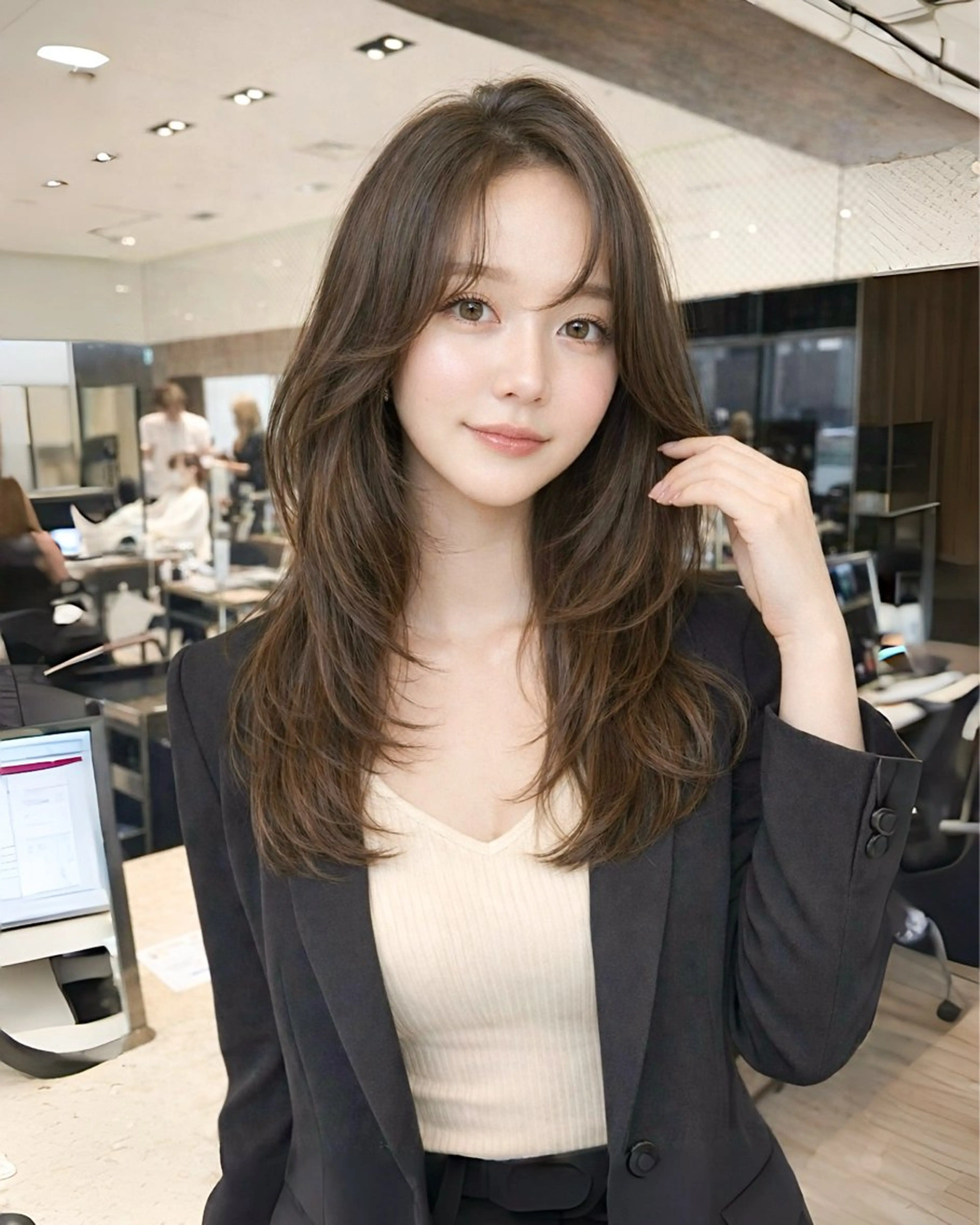 ロング ハイレイヤー レイヤーカット カット ヘアカラー トリートメント レイヤー/顔周り カット/松岡 祥利のヘアスタイル