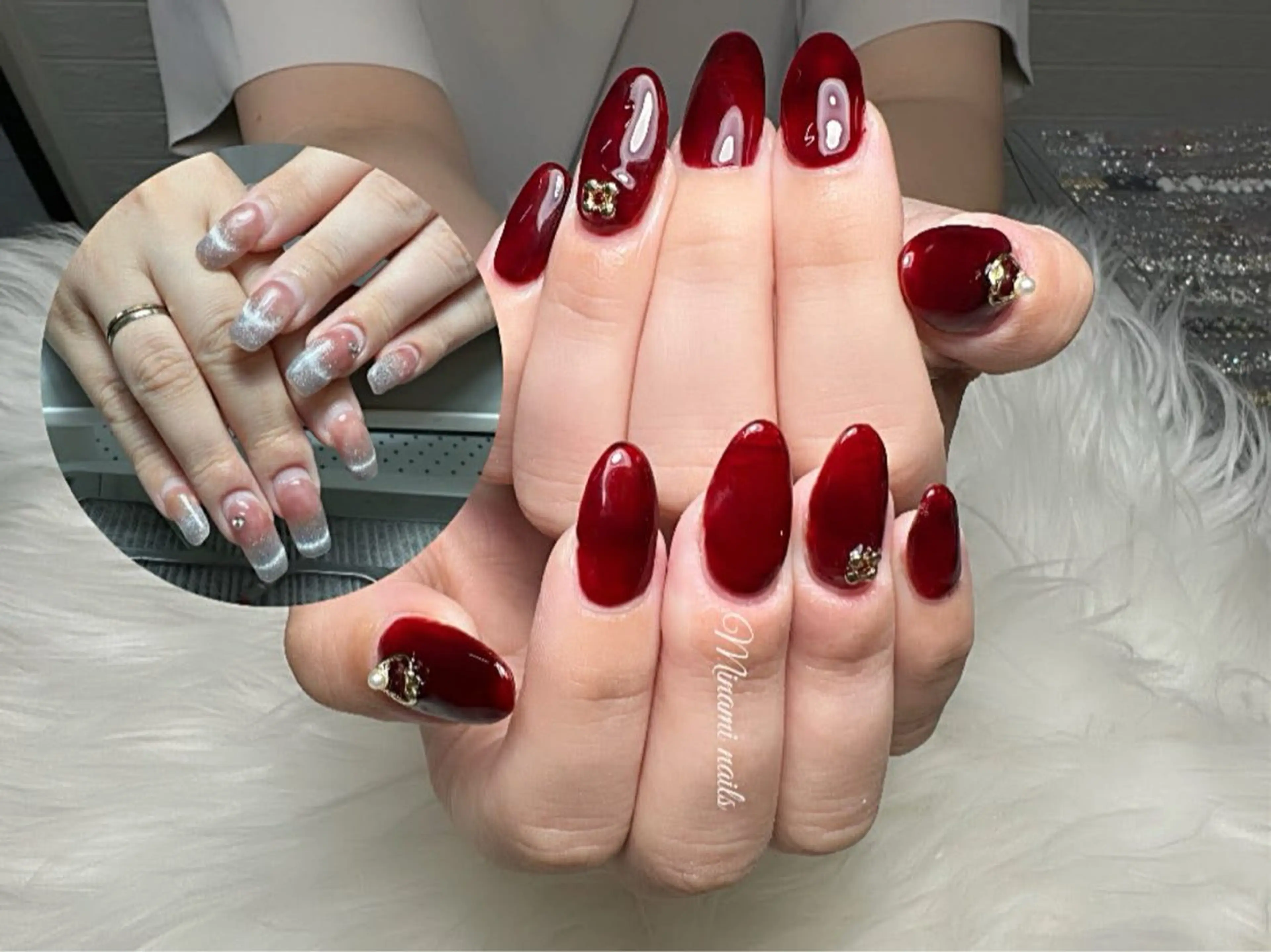 ネイル アートネイル オーロラネイル ガーリー キラキラネイル 韓国ネイル Minami Nailsのネイルデザイン