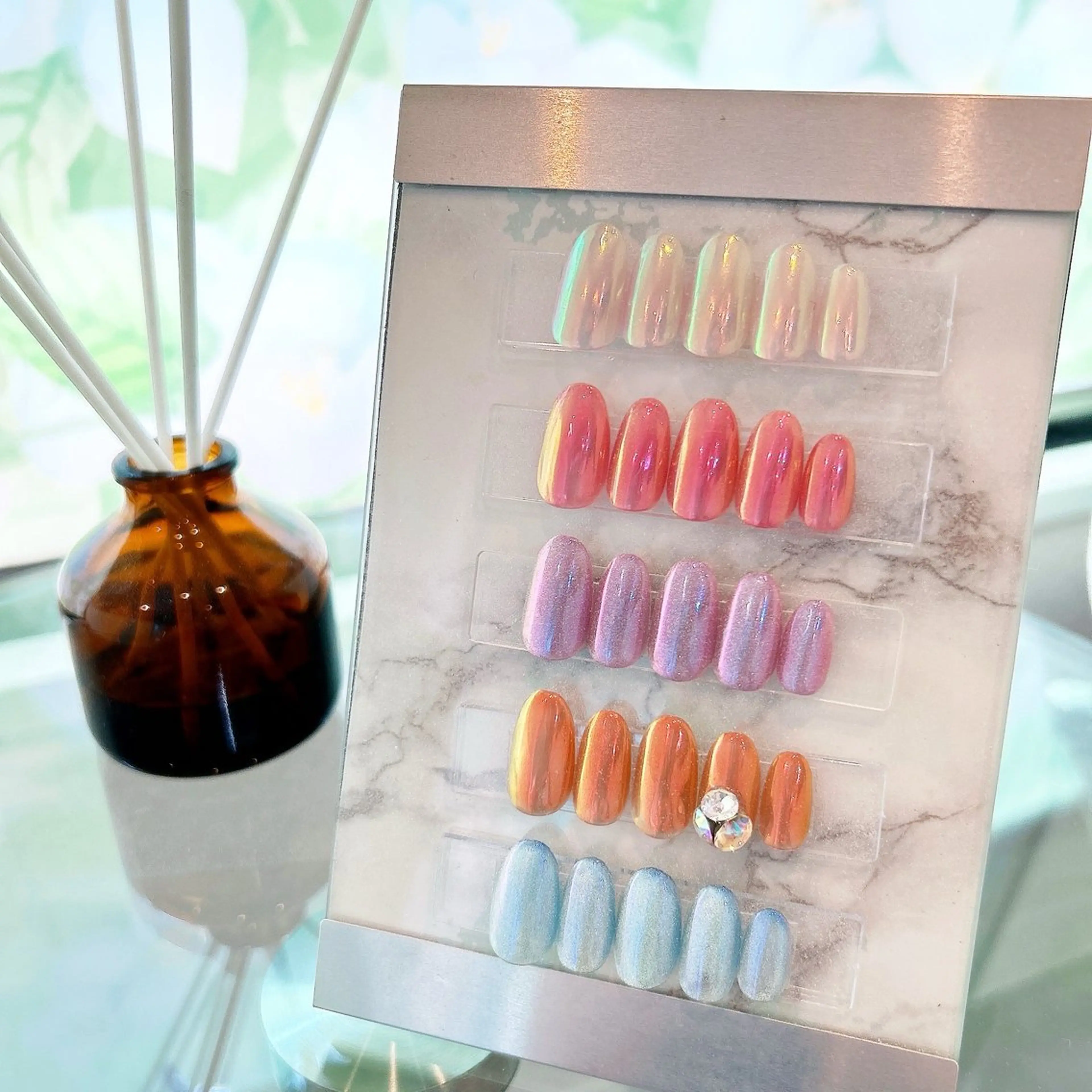 ネイル オーロラネイル オフィスネイル シンプルネイル 春ネイル 夏ネイル ハンドネイル private salon Reiのネイルデザイン