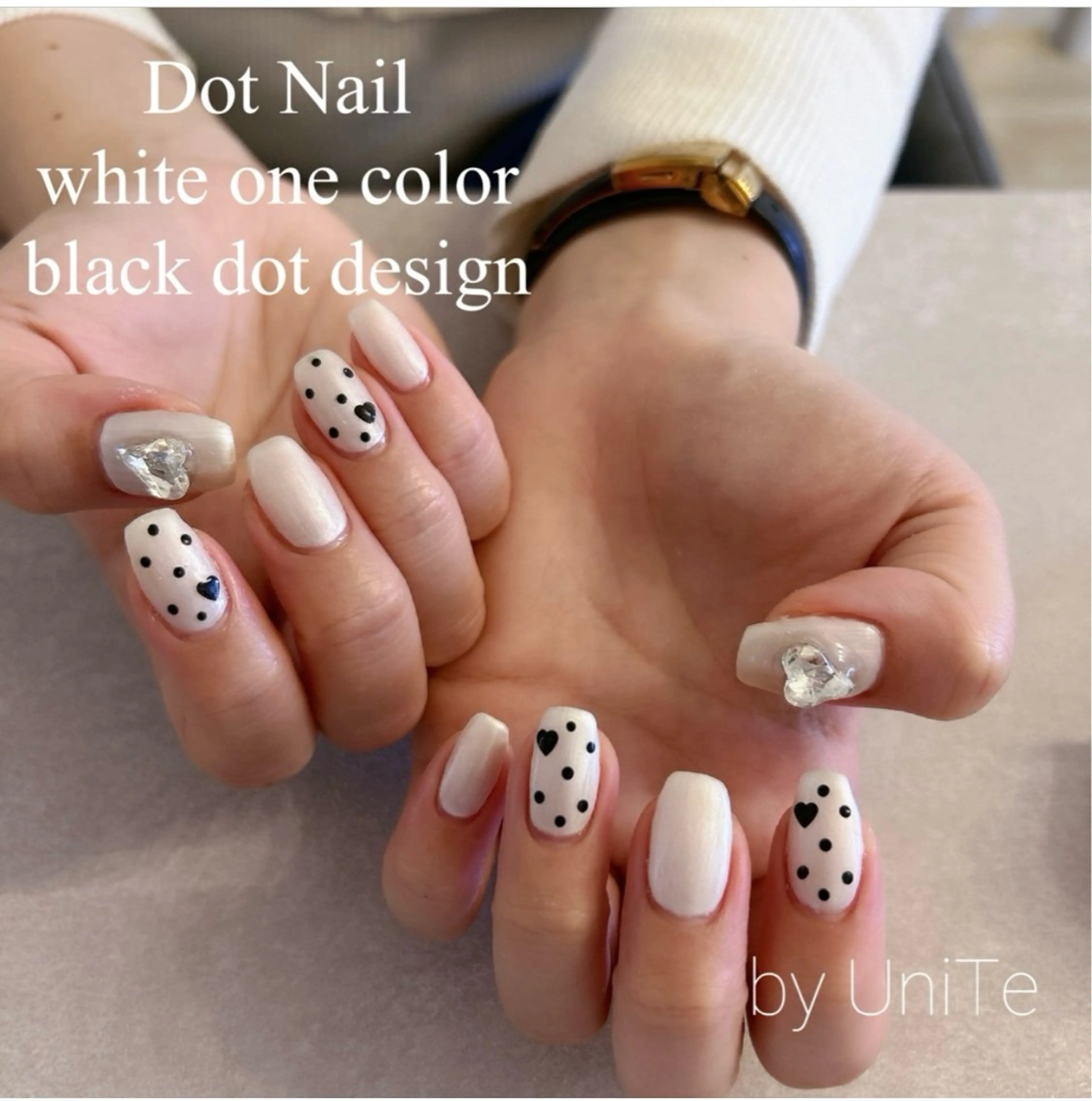 ネイル ドット ハート 韓国ネイル シンプルネイル Momo nailsalonのネイルデザイン