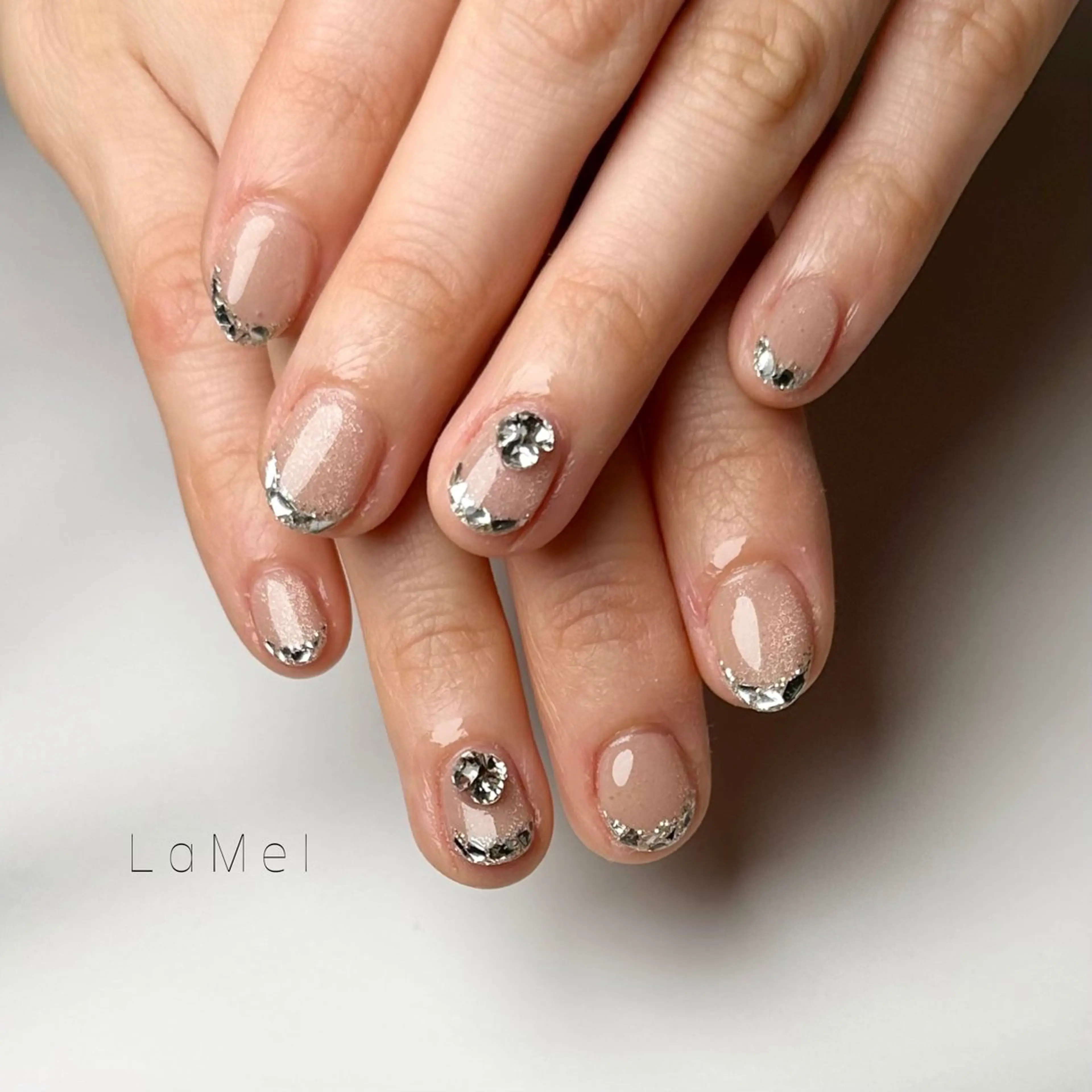 ネイル フレンチネイル ガラスフレンチ ブライダルネイル ハンドネイル 【nailsalon LaMeL】落合のネイルデザイン