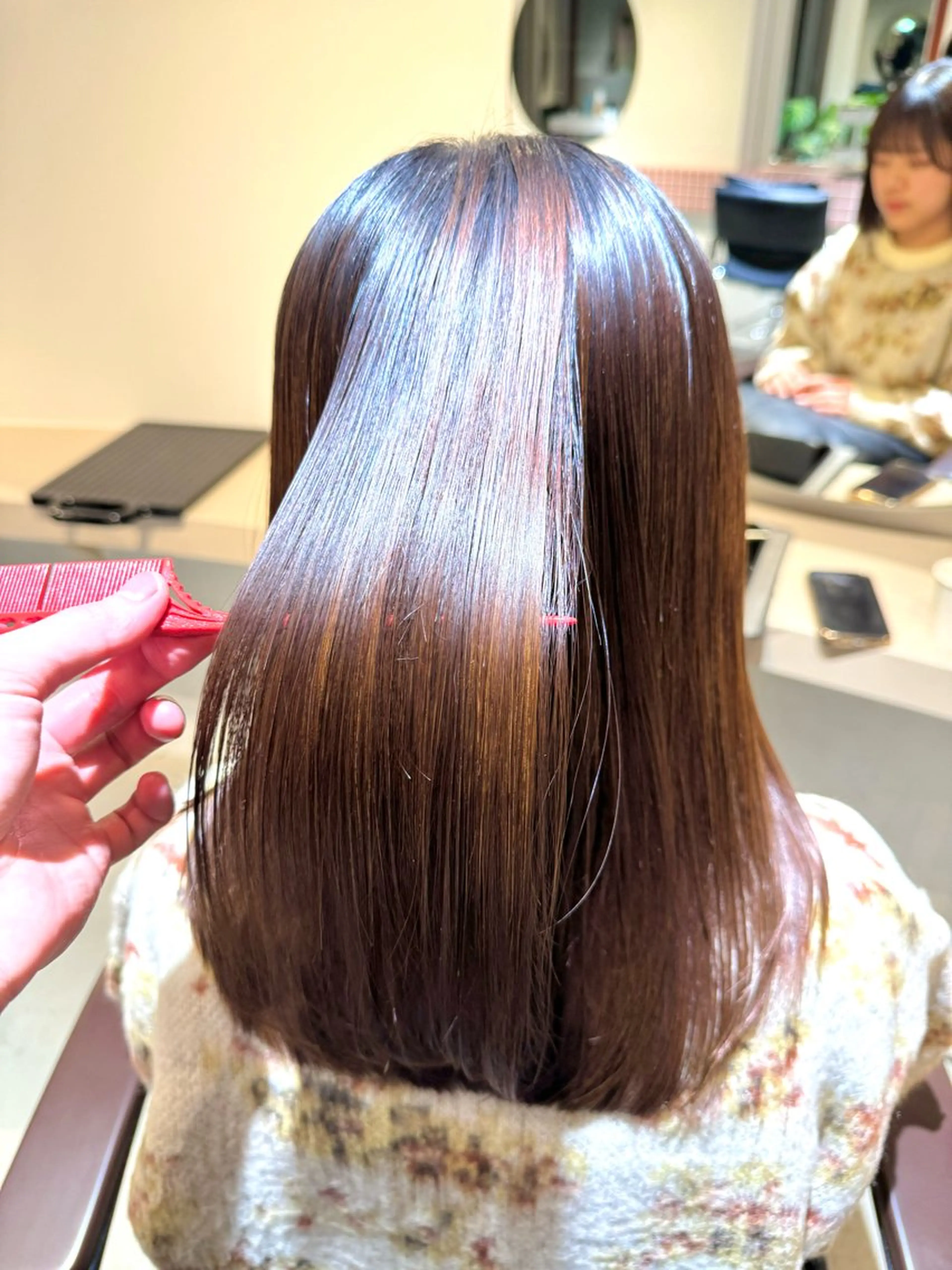 セミロング アッシュ ボブ 髪質改善 レイヤーカット 縮毛矯正 髪質改善マスター 長尾勇弥/梅田中津のヘアスタイル