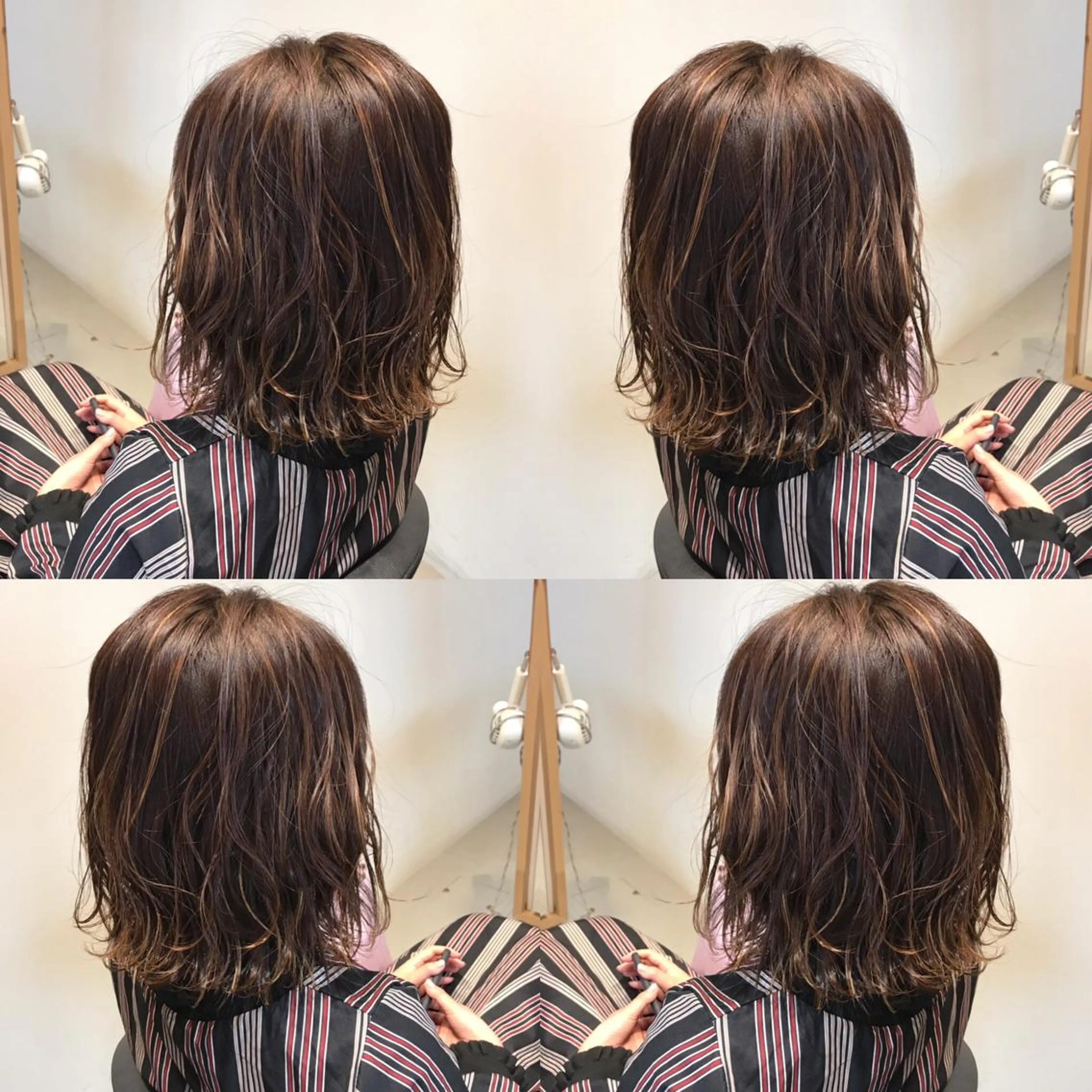 ミディアム カラー ブリーチ ハイライトカラー ブリーチなしカラー ハイライト 大久保 隆蔵のヘアスタイル