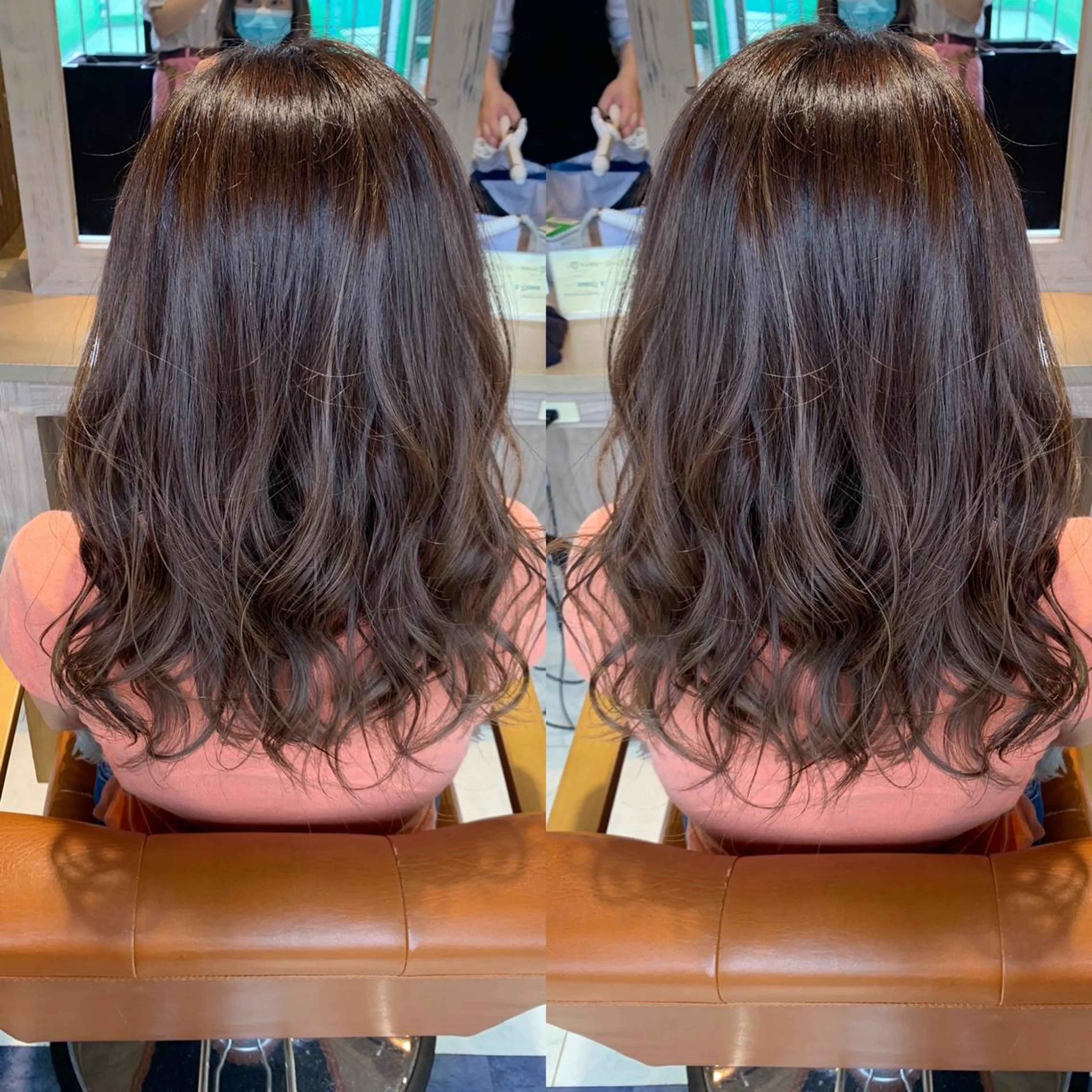 セミロング カラー バレイヤージュ ベージュカラー ミルクティーベージュ レイヤーカット 韓国🇰🇷 ✂︎hair 内田愛のヘアスタイル