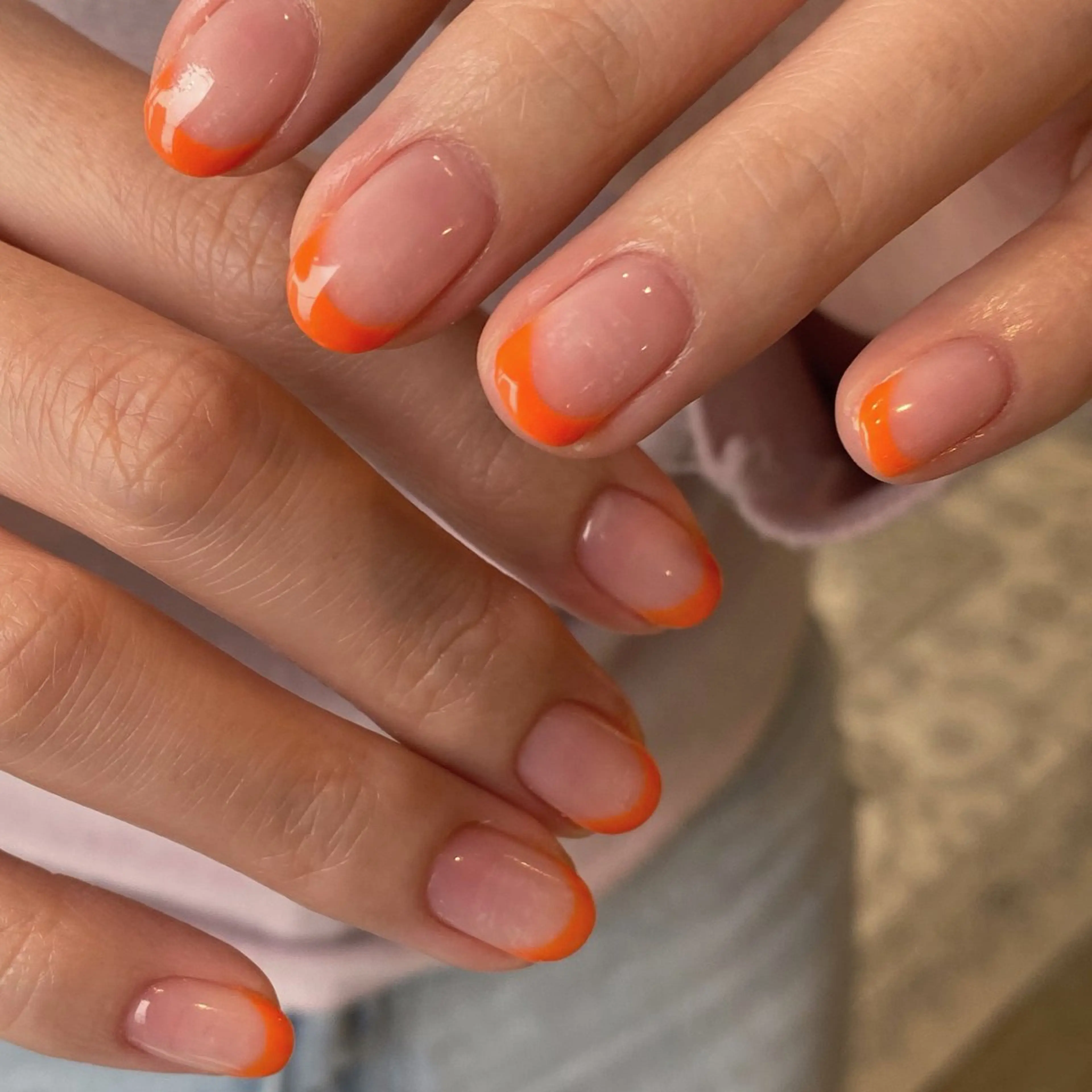 ネイル クリアネイル フレンチネイル オレンジ quro.n所属・しほ (quro.n)のネイルデザイン