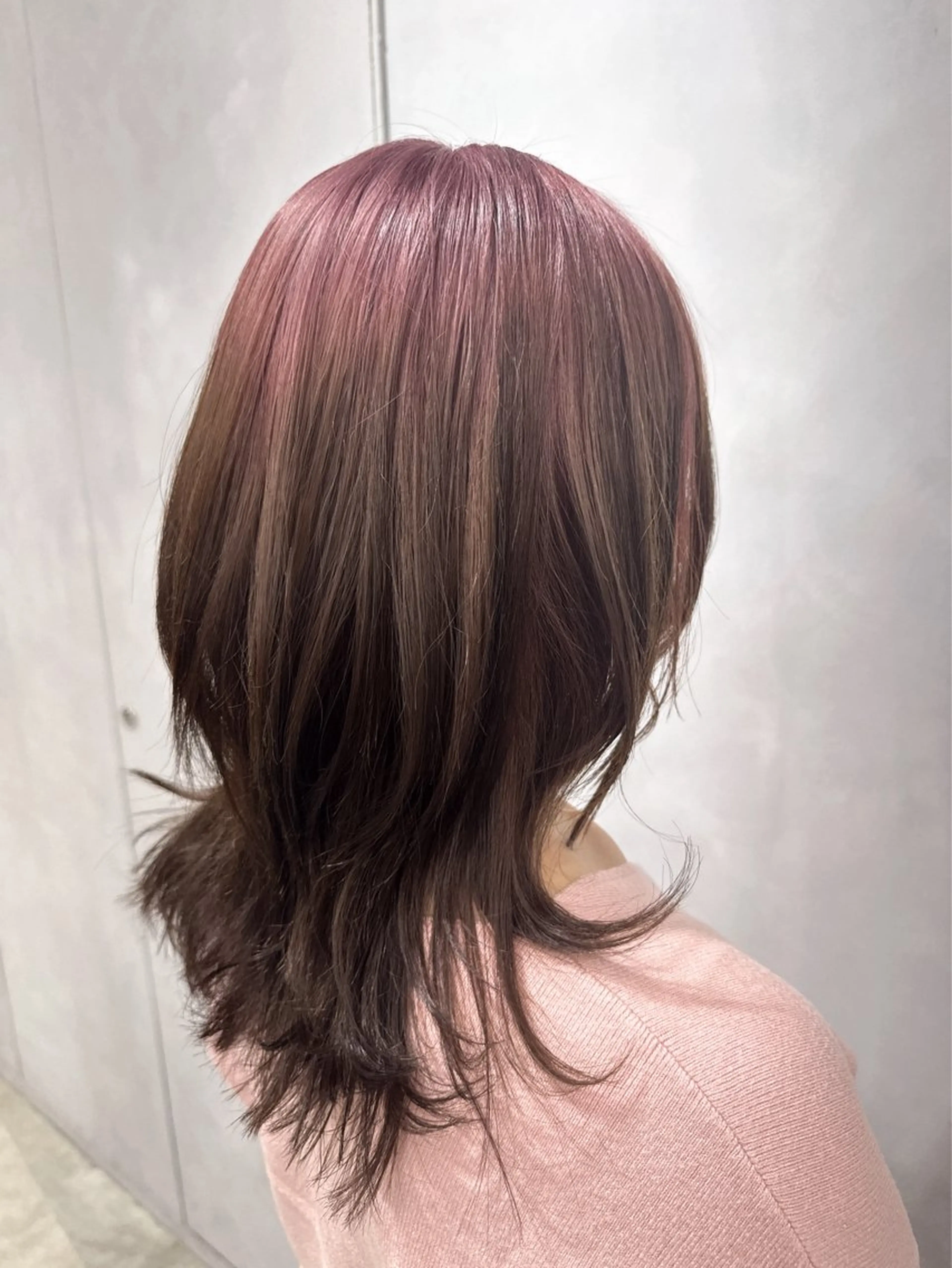 セミロング カラー ピンクカラー カット ヘアカラー トリートメント 透明感カラー✨艶髪 制作🌱山根あゆみのヘアスタイル