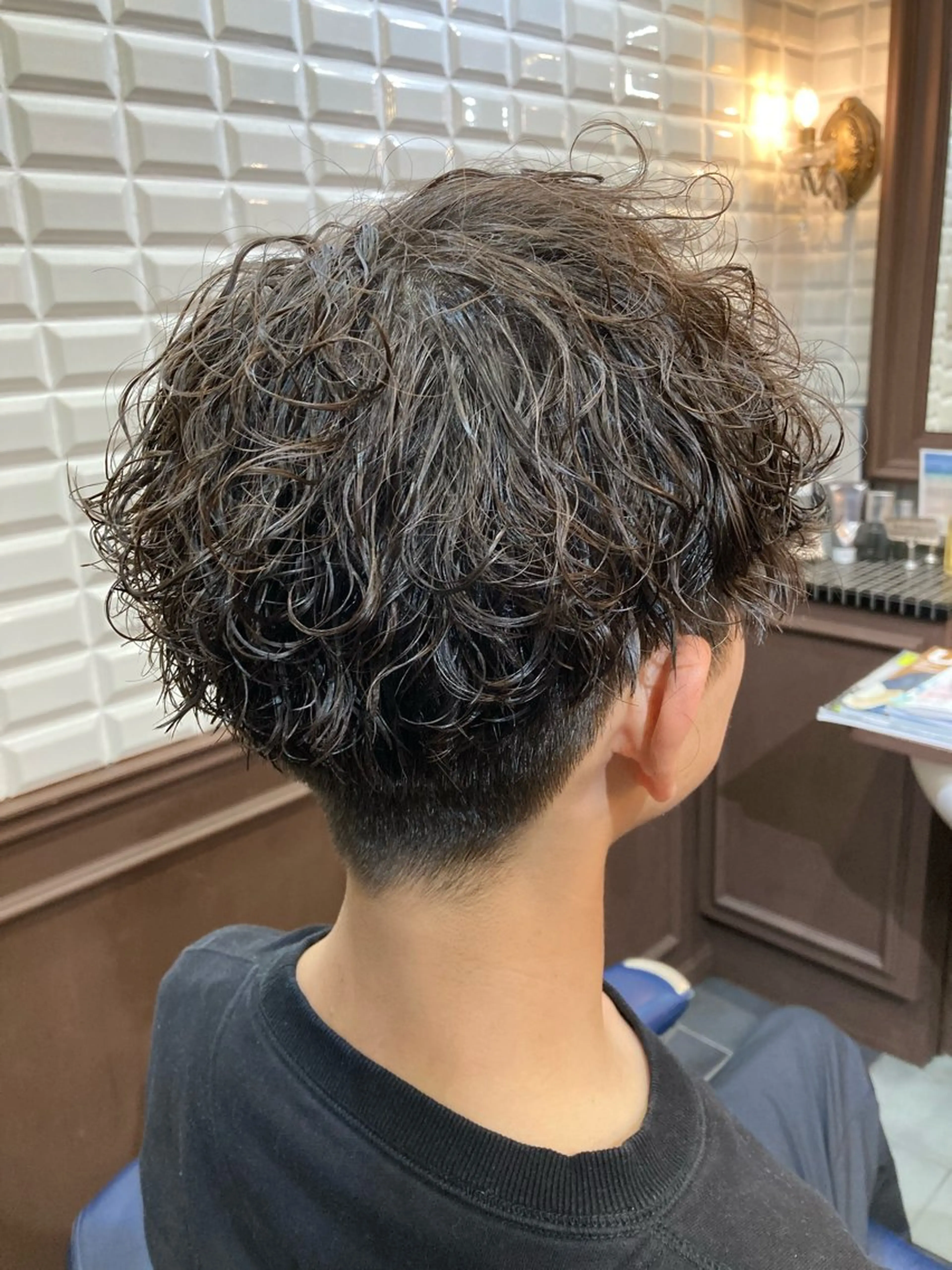 ショート メンズ メンズパーマ 波巻きパーマ ルピナス中田店長 山口大地のヘアスタイル