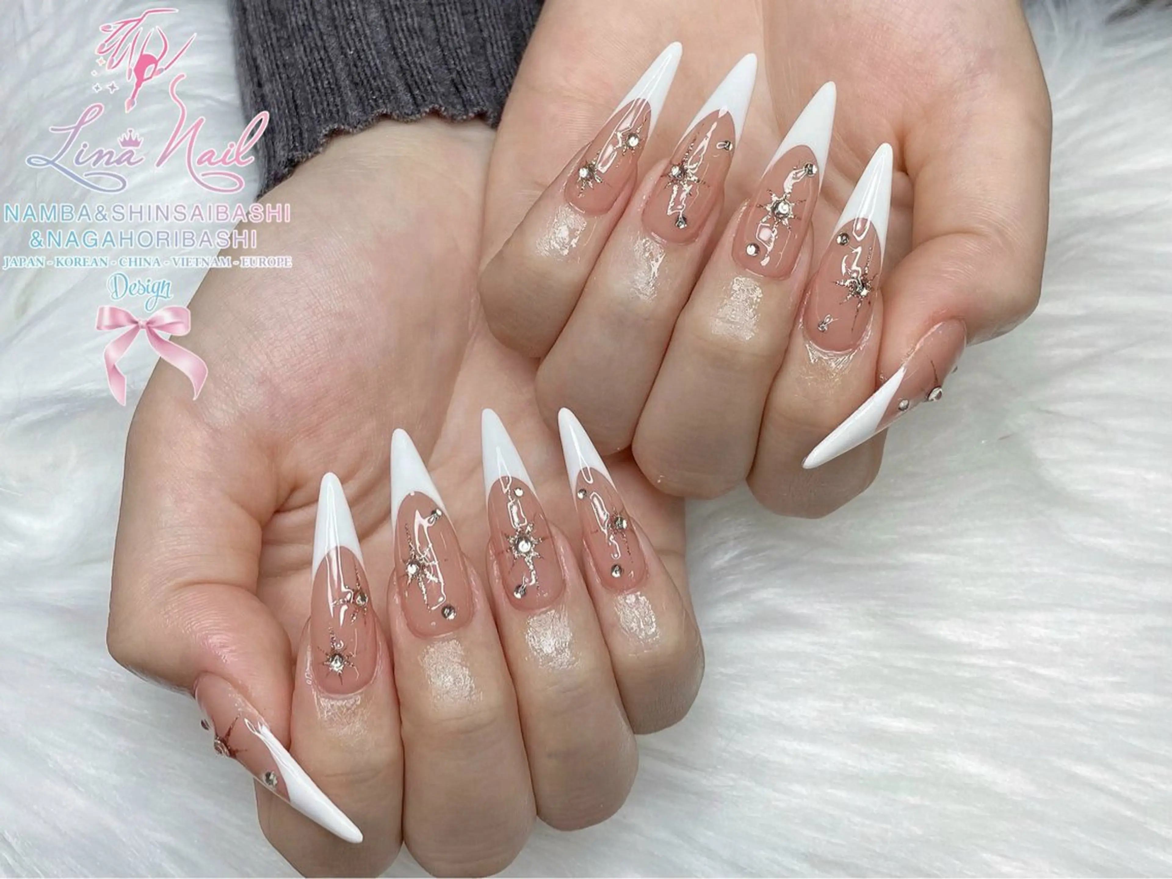 セミロング 韓国風ヘア クリスマス ハンドネイル Linanail Nambaのマツエク・マツパデザイン