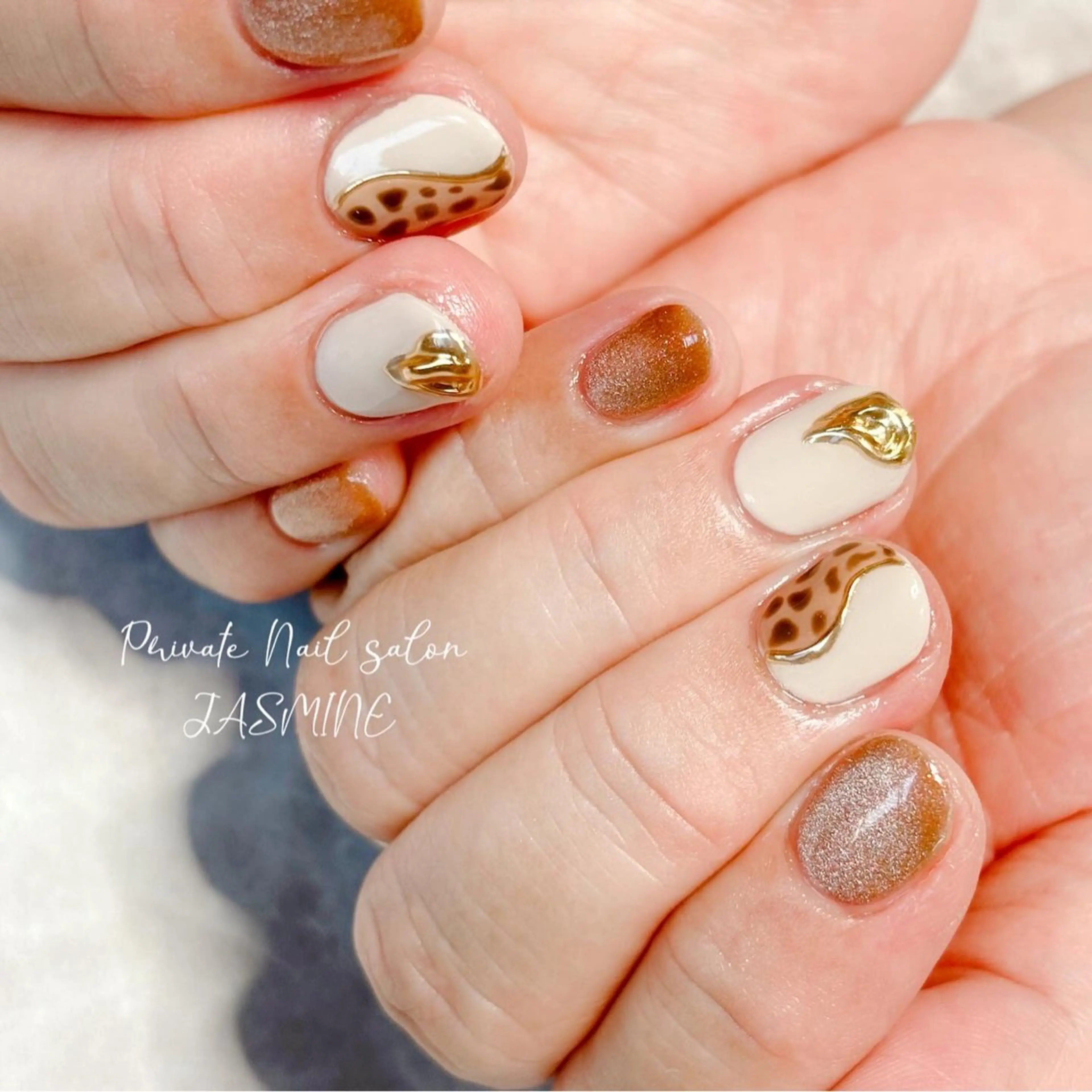ネイル アニマル柄 ミラーネイル ハンドネイル Nail salon JASMINEのネイルデザイン