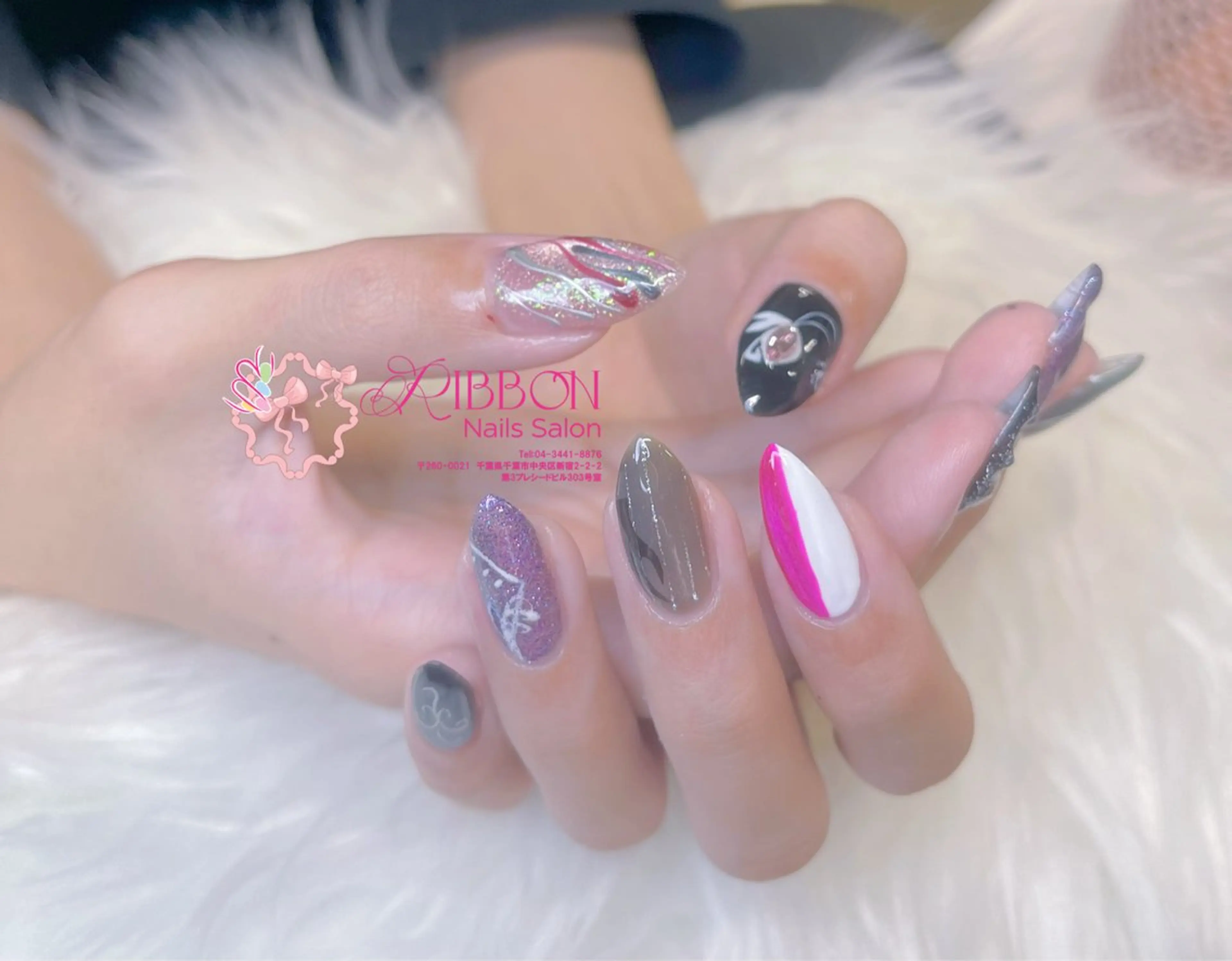 ネイル フレンチネイル ジェルネイル マグネットネイル 持ち込み ニュアンスネイル ハンドネイル Ribbonnail salonのネイルデザイン