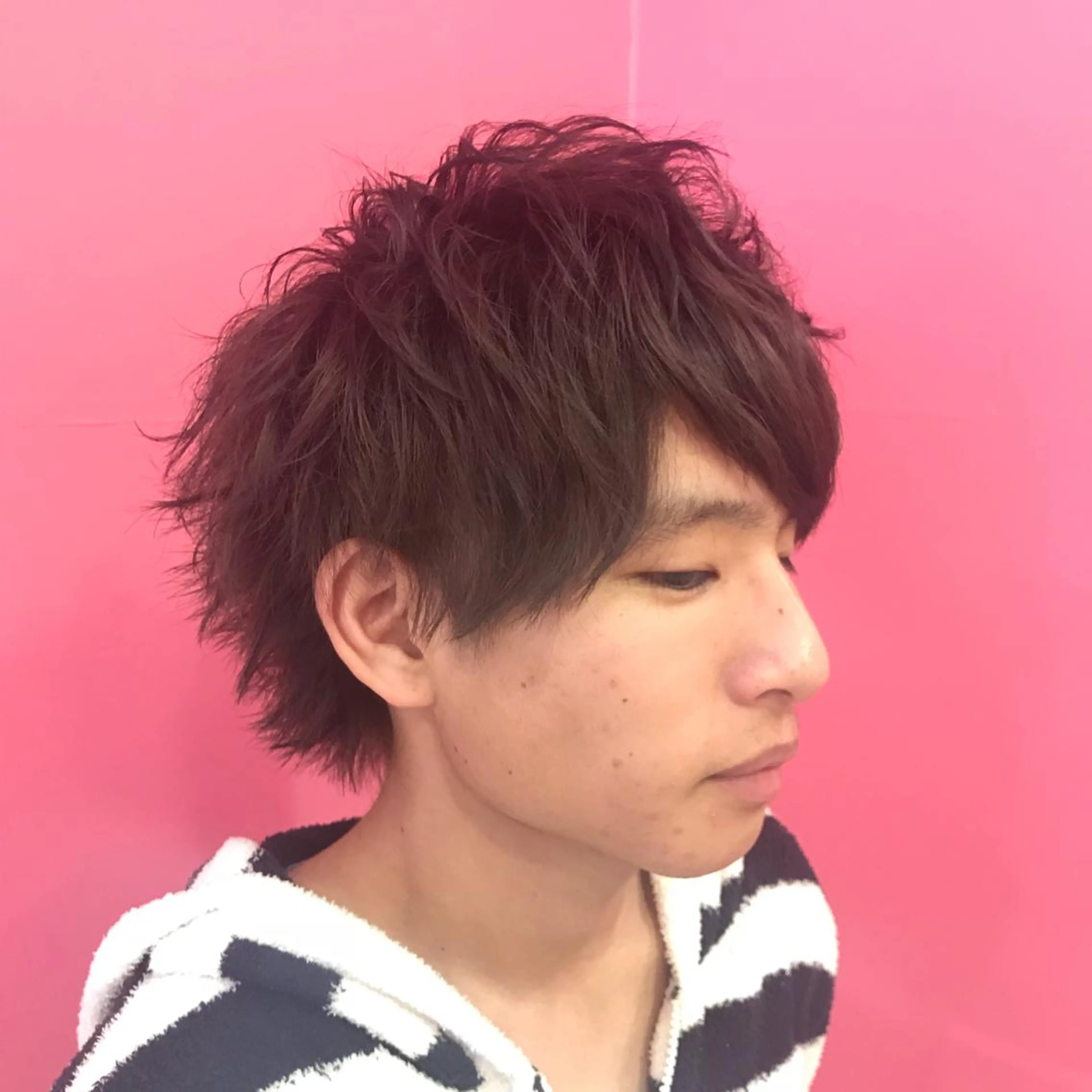 ショート カラー メンズ メンズウルフカット ベージュカラー ブラウンカラー ブラウンベージュ ウルフカット カット パーマ Vir by browのヘアスタイル