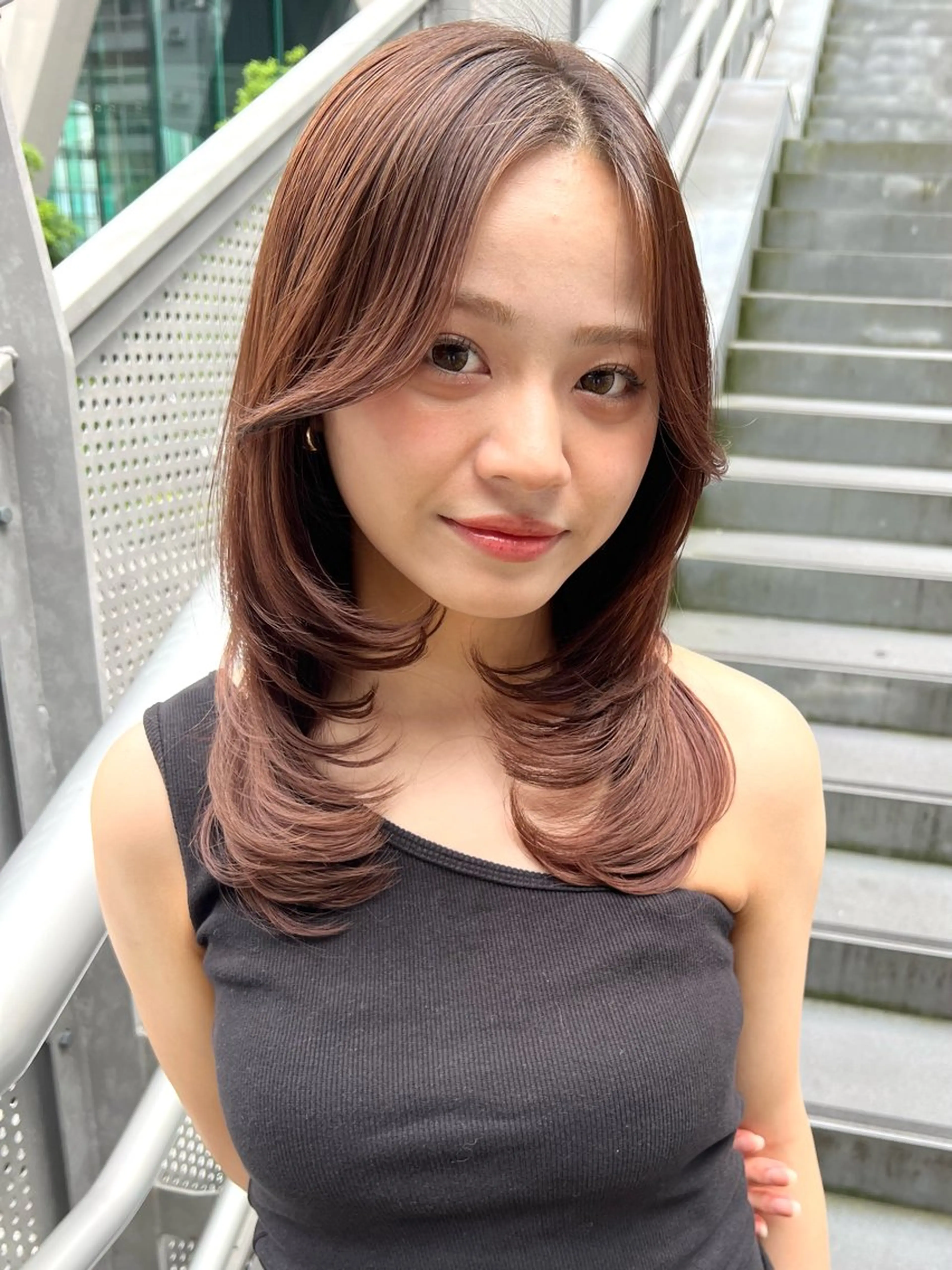 セミロング カラー レイヤーカット 似合わせカット カット ヘアカラー トリートメント ブリーチしない暖色 カラー🥀杉 優菜のヘアスタイル