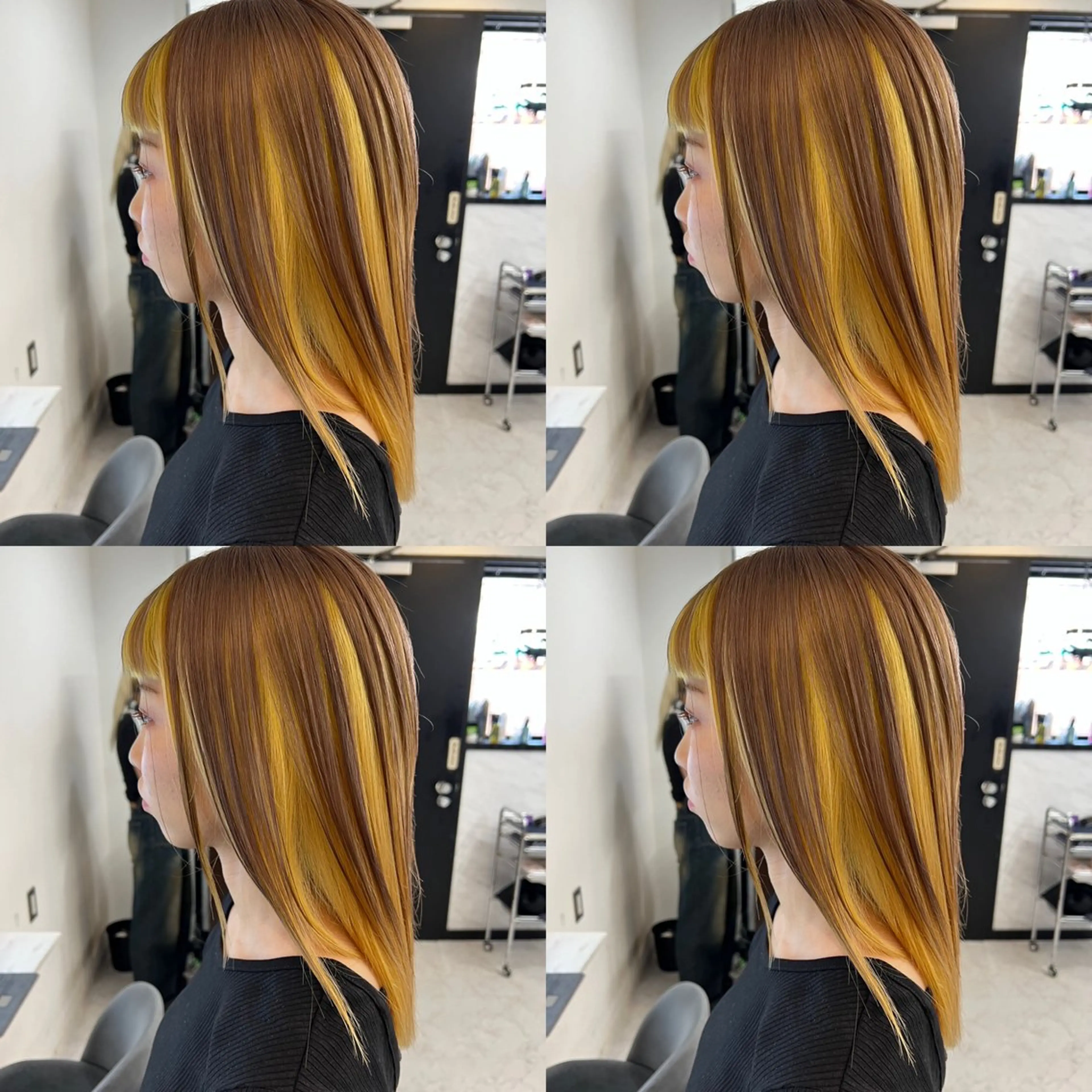 ミディアム カラー イエローカラー カット ヘアカラー トリートメント ✨縮毛矯正✖︎顔周り レイヤー✨ナカムラのヘアスタイル