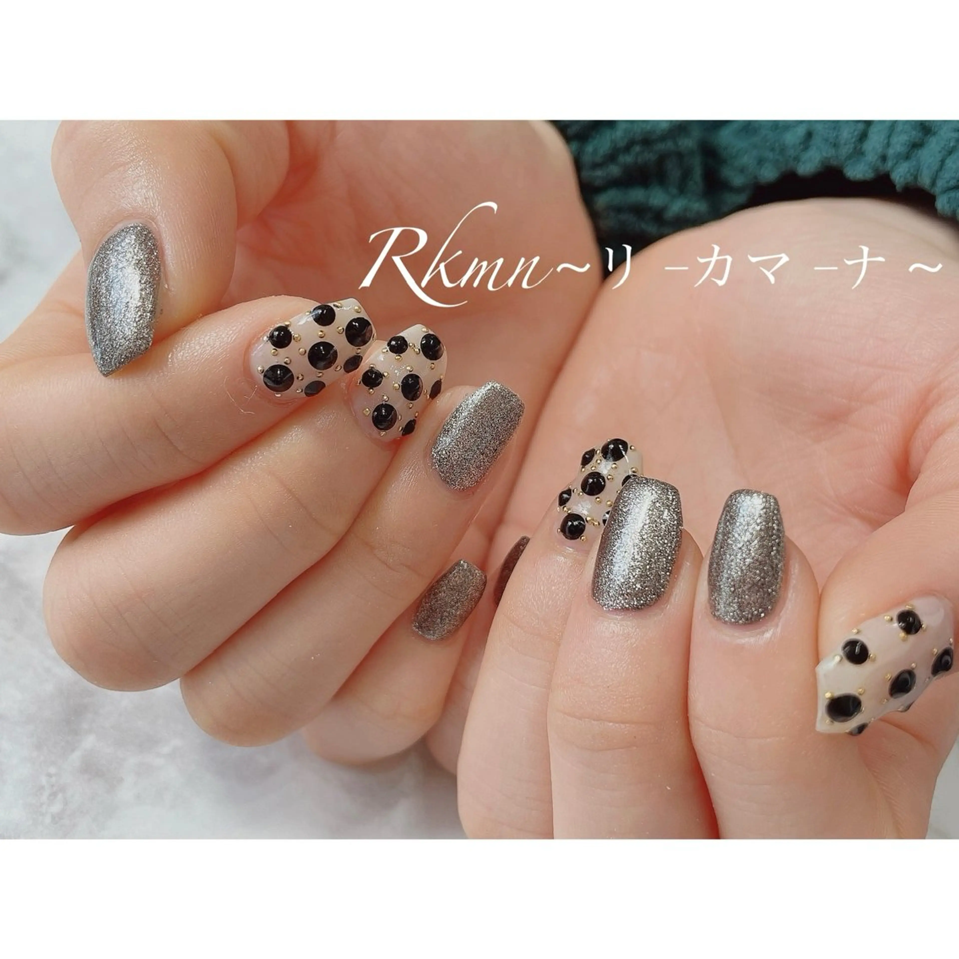 ネイル アートネイル ドット キラキラネイル ラメ(グリッター) 春ネイル ハンドネイル フットネイル ハンドケア Rkmn ~リ-カマ-ナ~のネイルデザイン