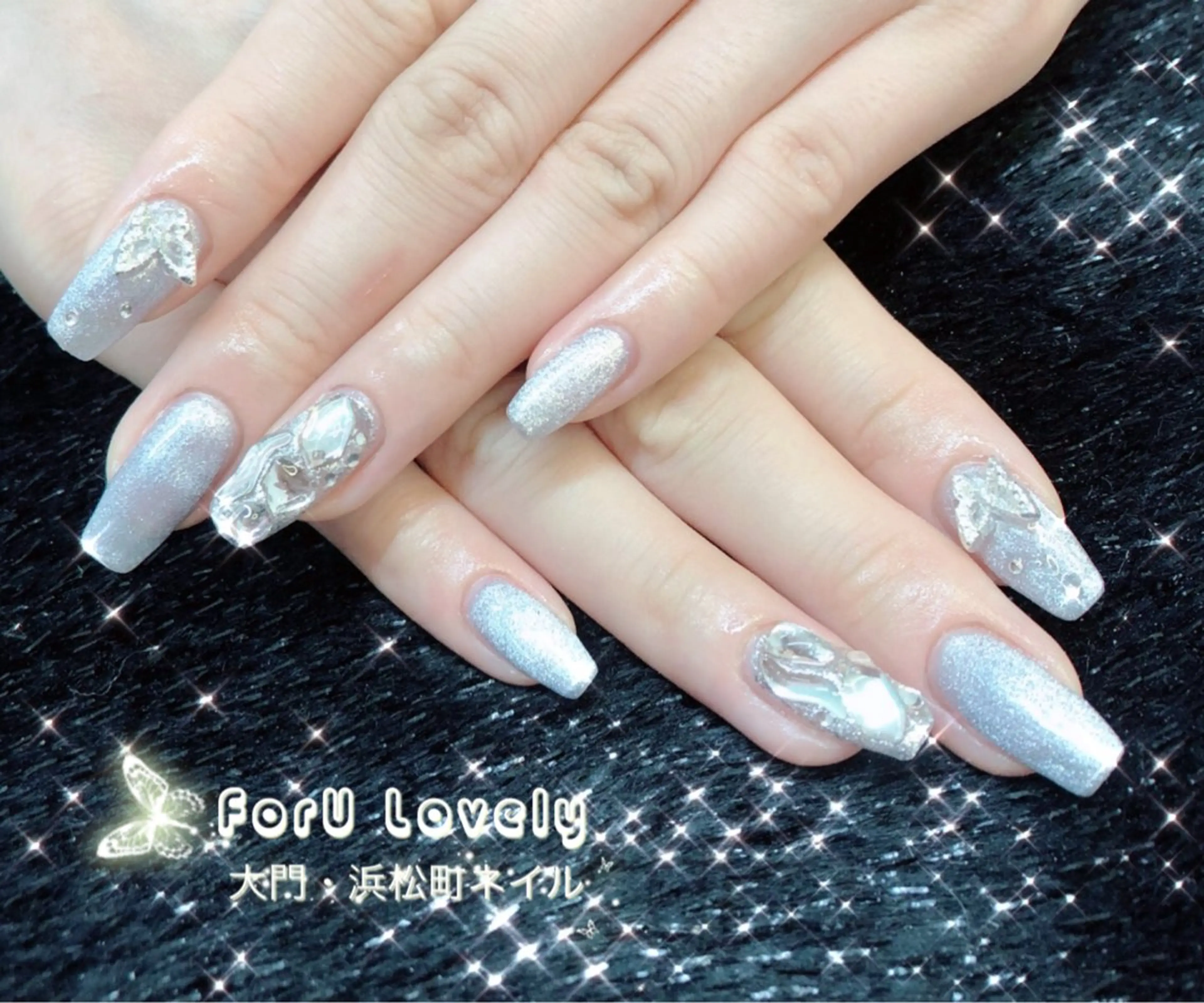 ネイル オーロラネイル フットネイル ジェルネイル ハート 韓国ネイル 大門浜松町 ネイルのネイルデザイン