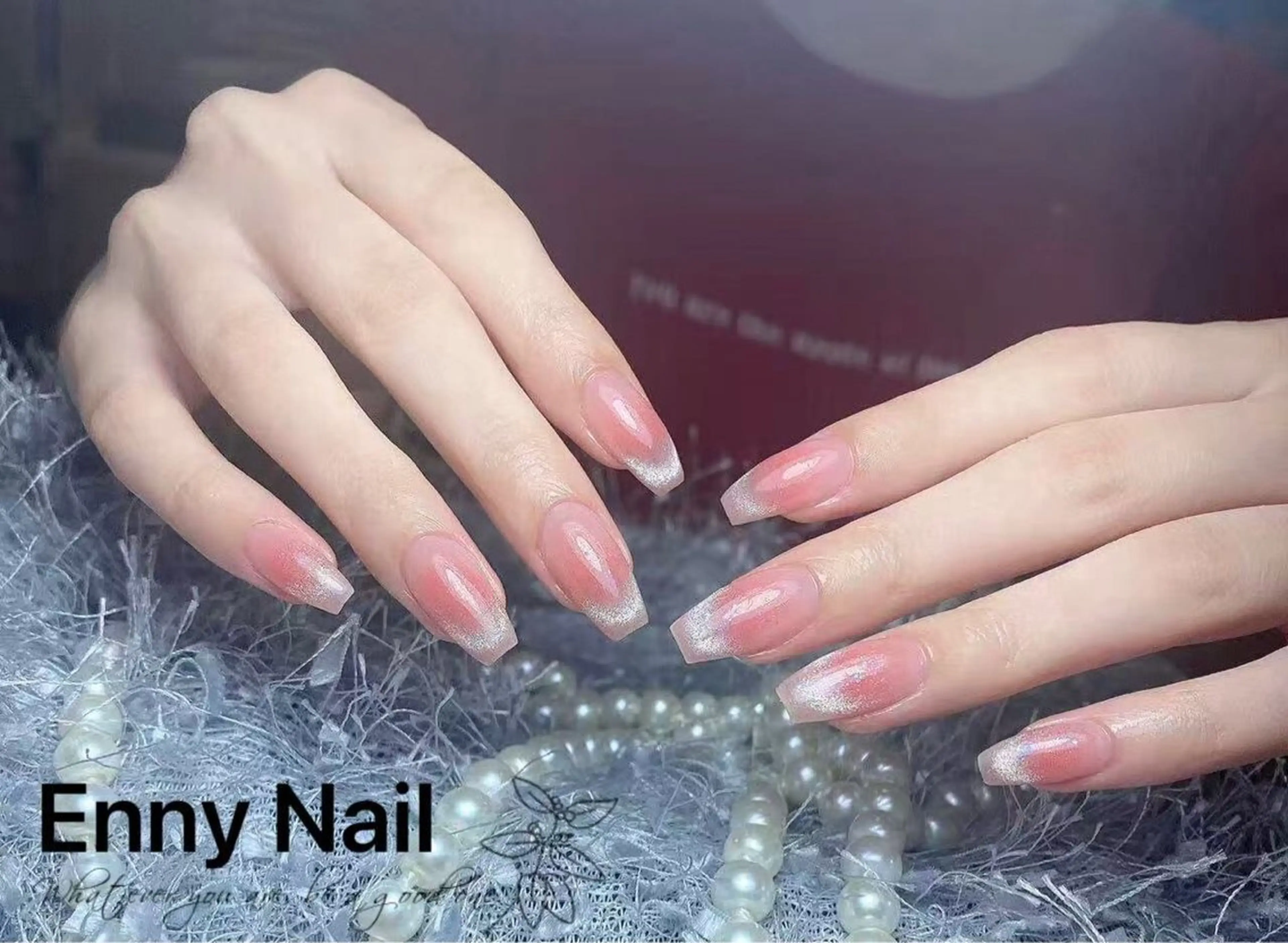 ネイル チークネイル フットネイル フレンチネイル ジェルネイル ガラスフレンチ Nailsalon Ennyのネイルデザイン