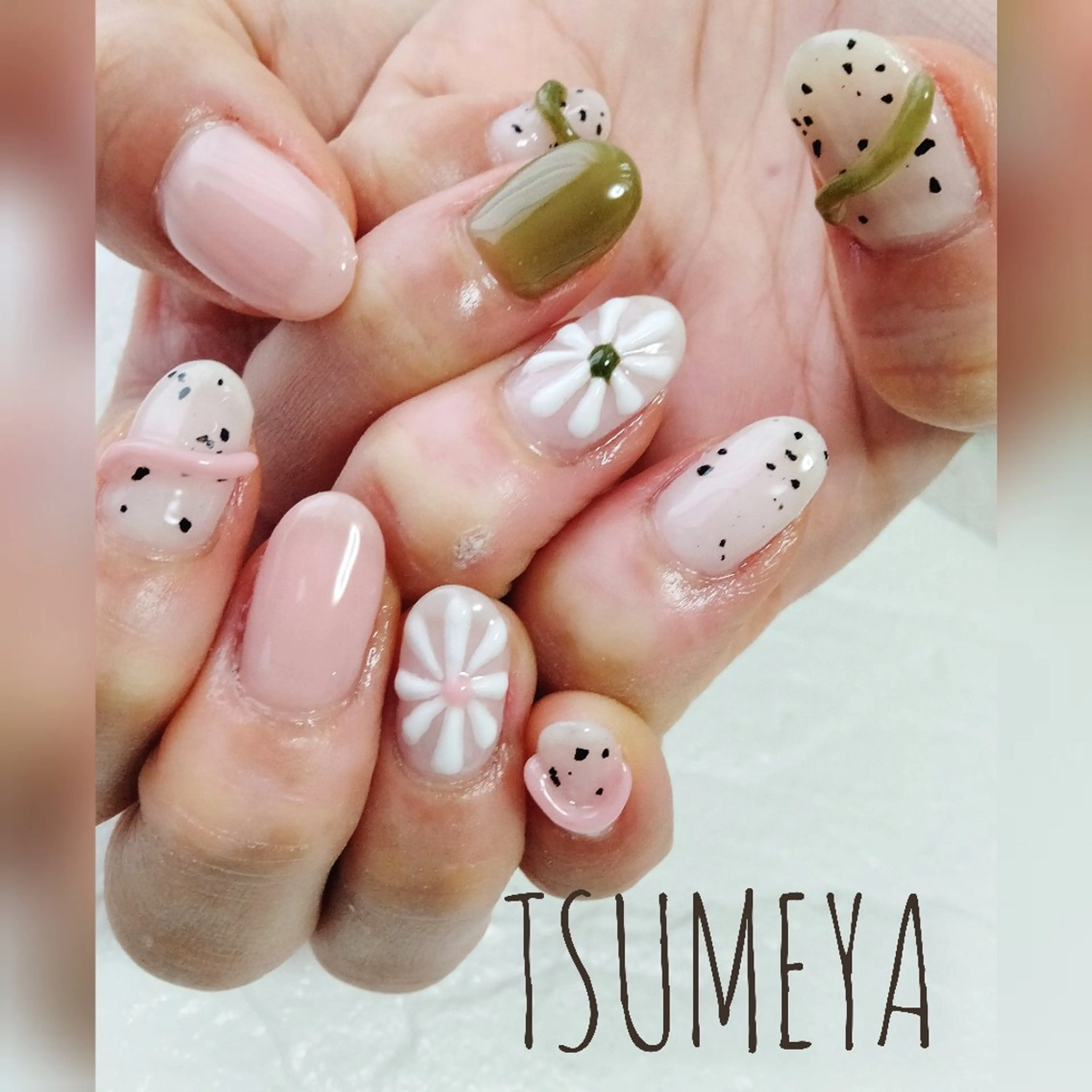 ネイル フラワーネイル ぷっくりネイル ハンドネイル _TSUMEYA _のネイルデザイン