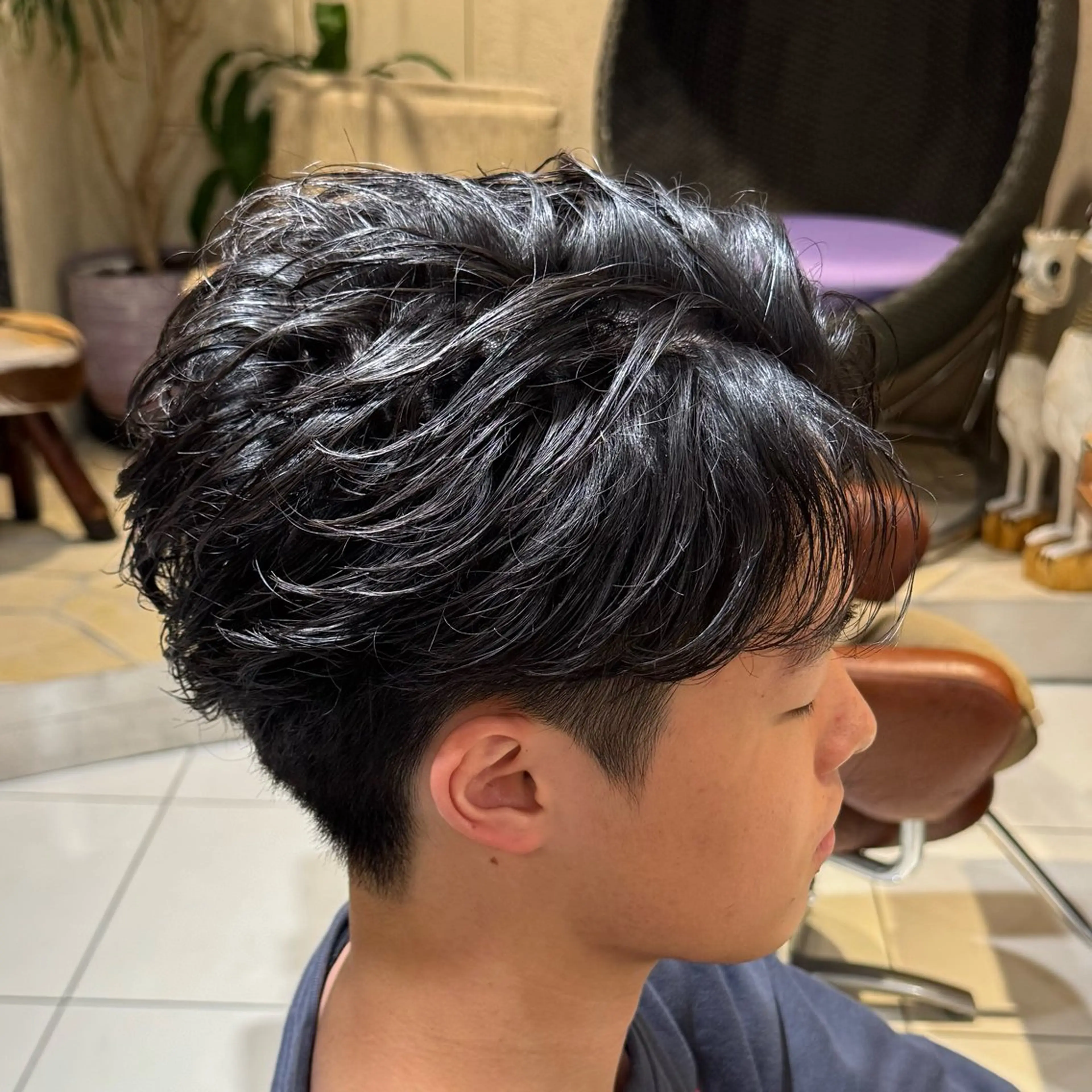 ショート カラー パーマ ヘアアレンジ メンズ カット パーマ 新宿のパーマ職人/ メンズパーマ/石見のヘアスタイル