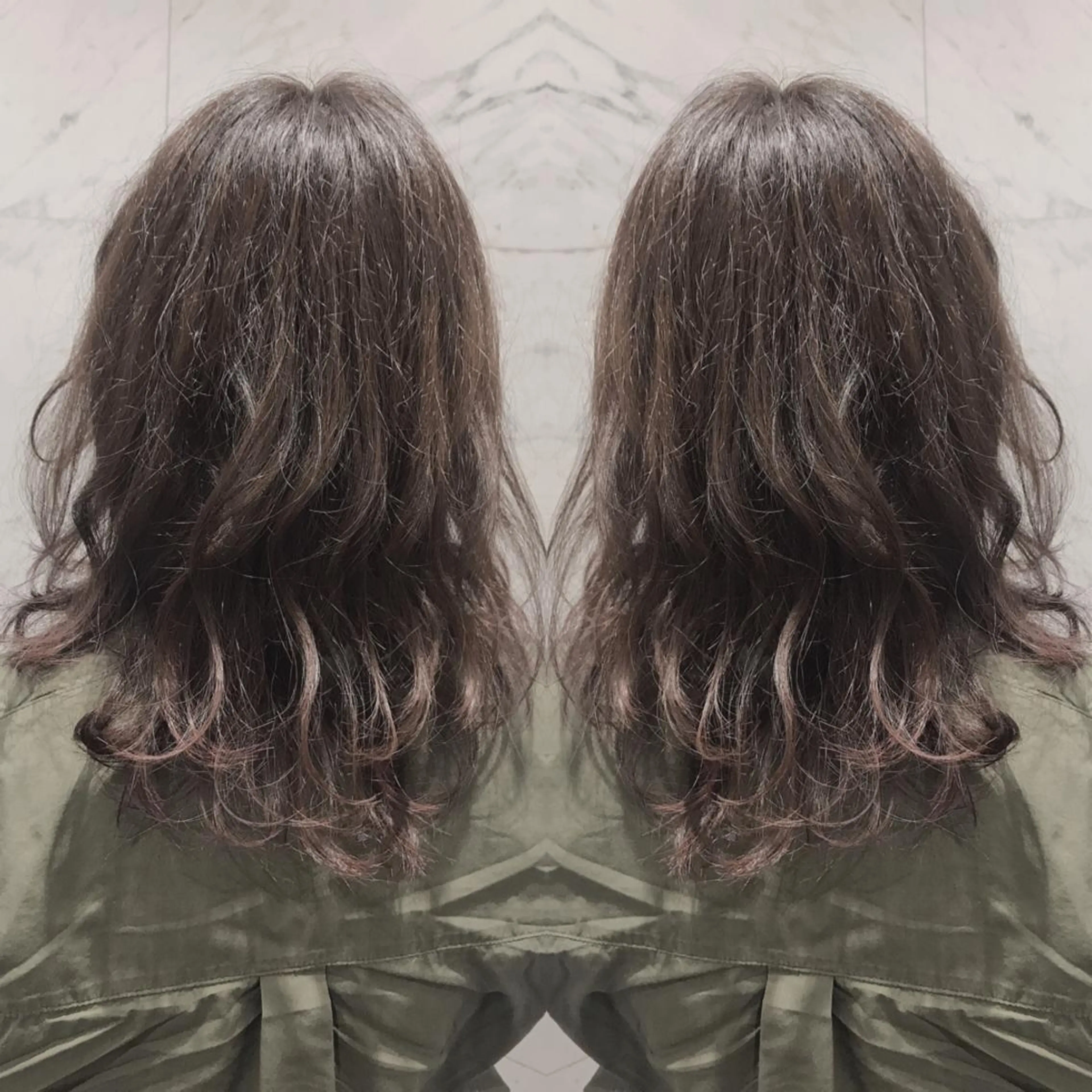 セミロング カラー ヘアカラー 重政 和樹のヘアスタイル