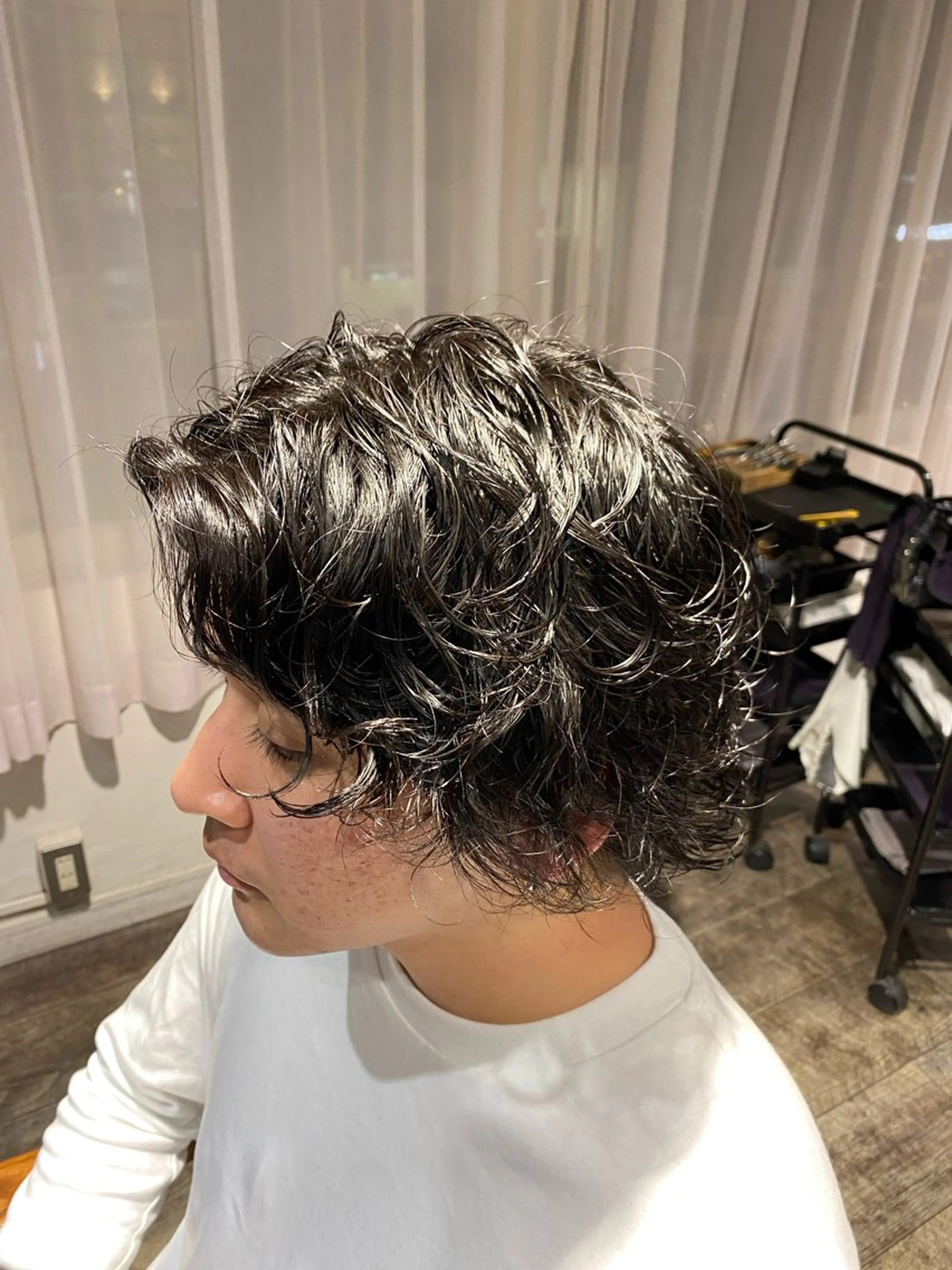 ミディアム パーマ メンズ カット パーマ 大阪/メンズパーマ /海外風/江﨑翔のヘアスタイル