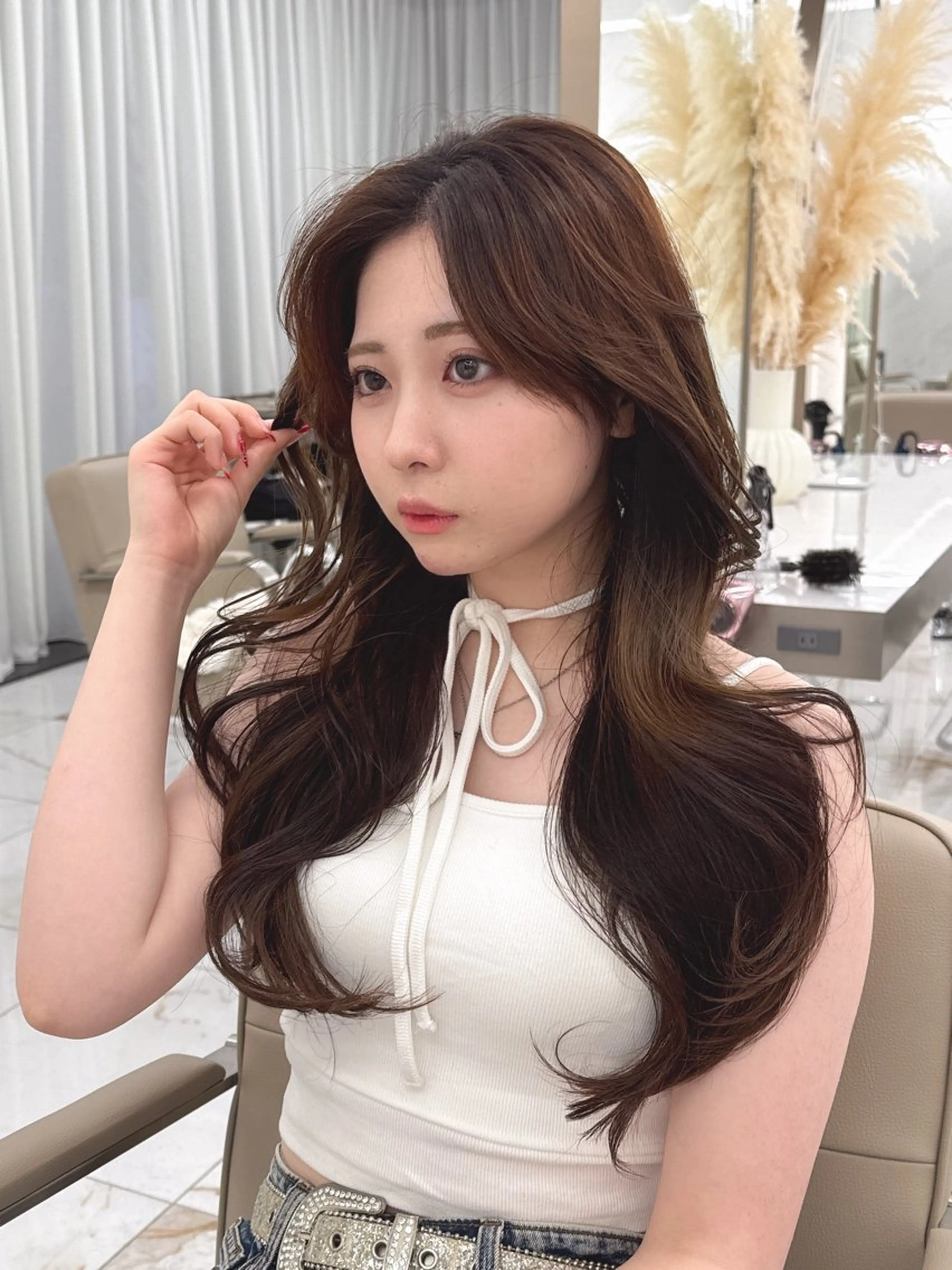 ロング のり🐼顔まわり/ 韓国/レイヤーカットのヘアスタイル