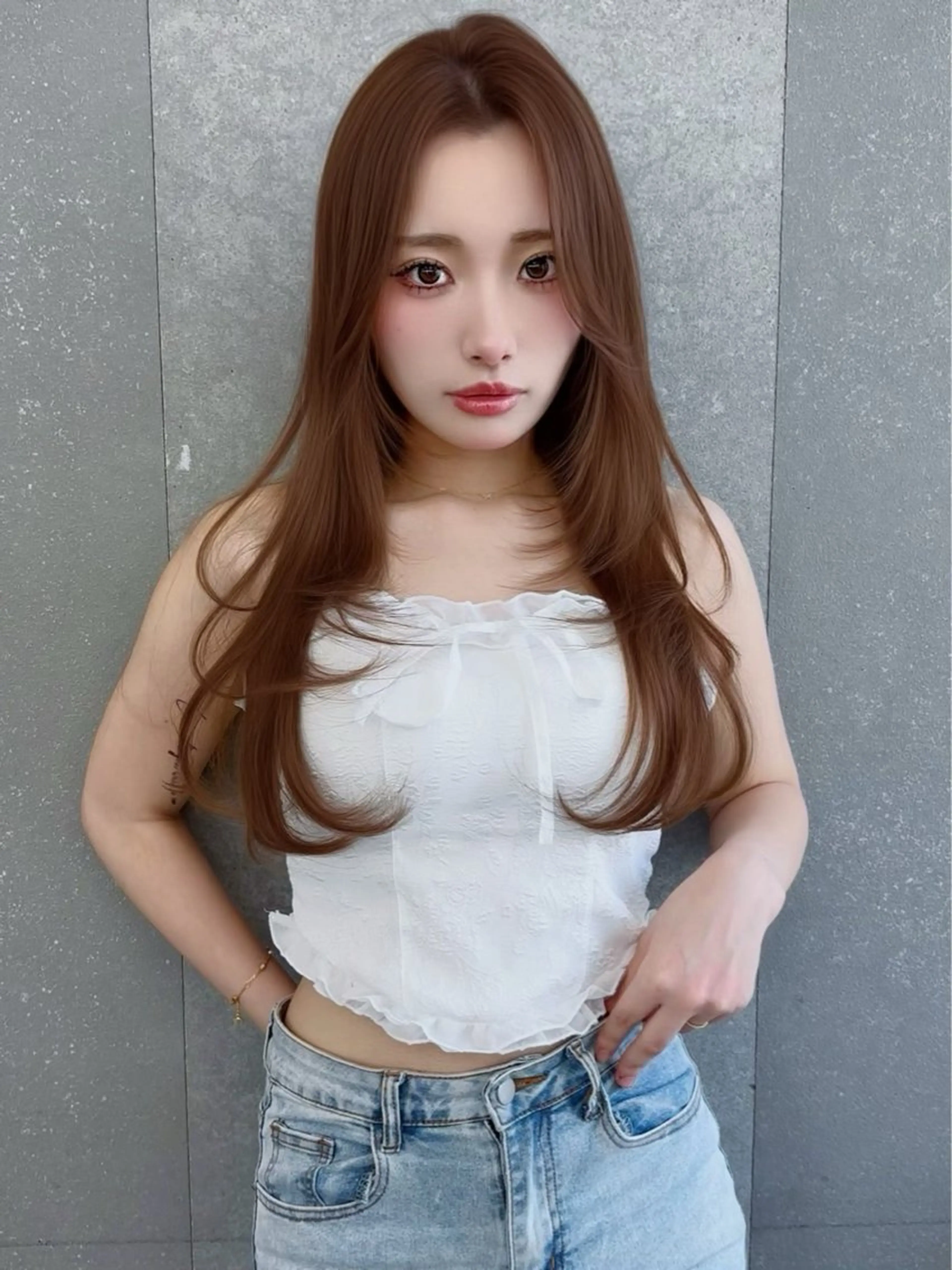 ロング カラー ブリーチ ブリーチなしカラー 髪質改善 レイヤーカット 縮毛矯正 カット ヘアカラー トリートメント 【博多髪質改善】 吉村　清志のヘアスタイル