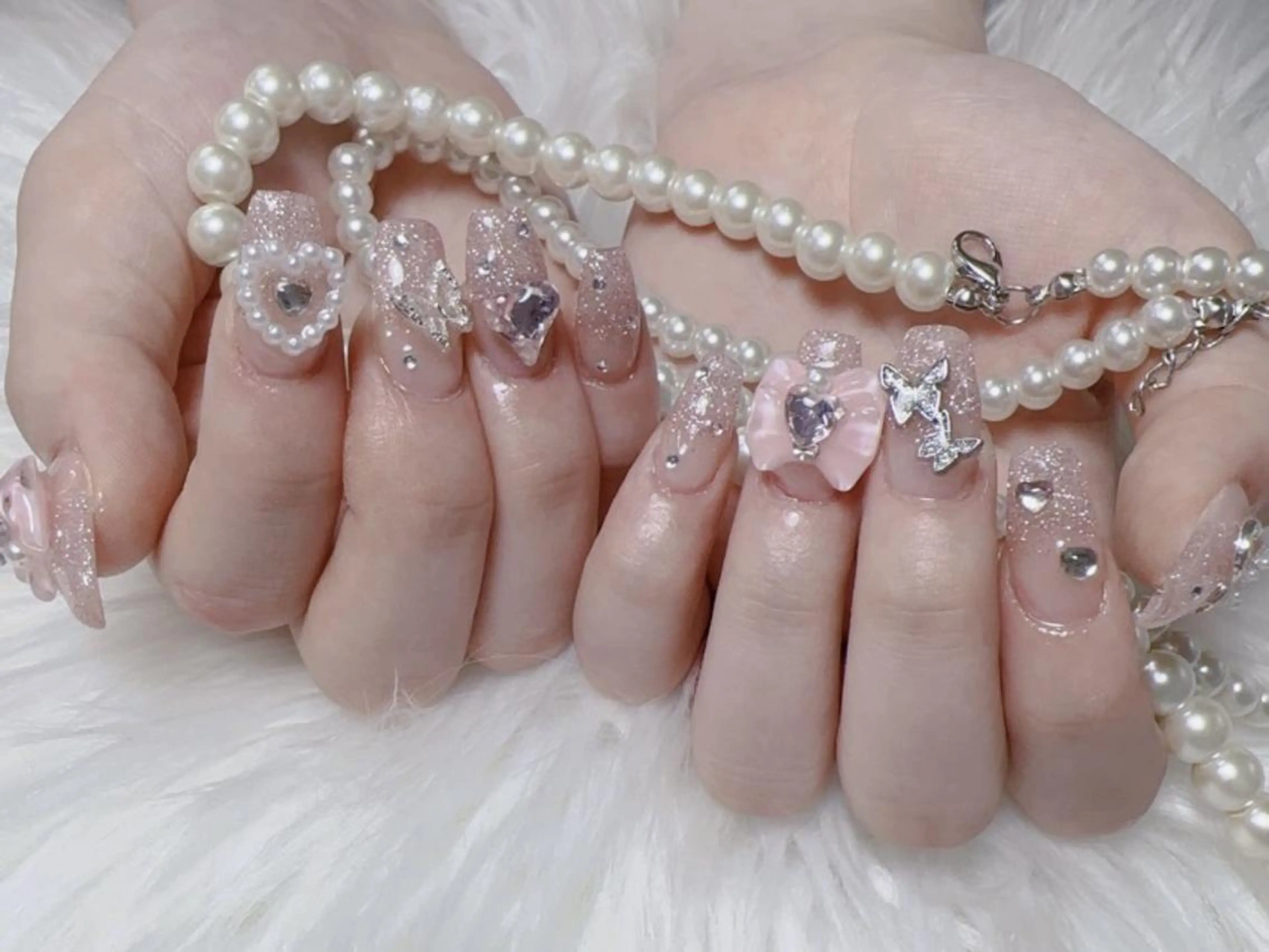 メンズ ネイル アートネイル フレンチネイル ジェルネイル キラキラネイル パラジェル Bloom kabukiのネイルデザイン