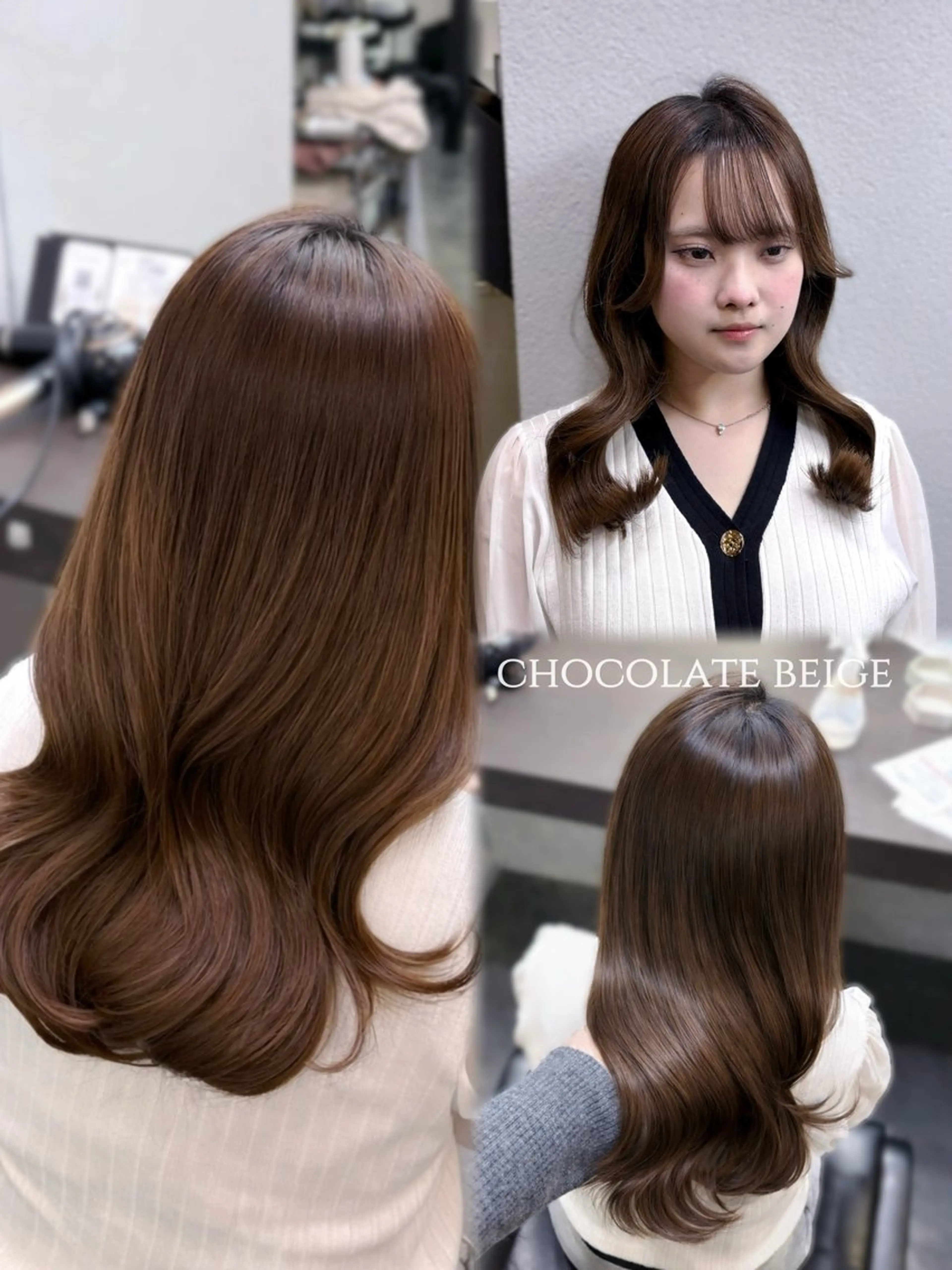 ミディアム くびれヘア カット ヘアカラー トリートメント 瀬田/韓国レイヤー/ トレンドヘア石田亜弥のヘアスタイル