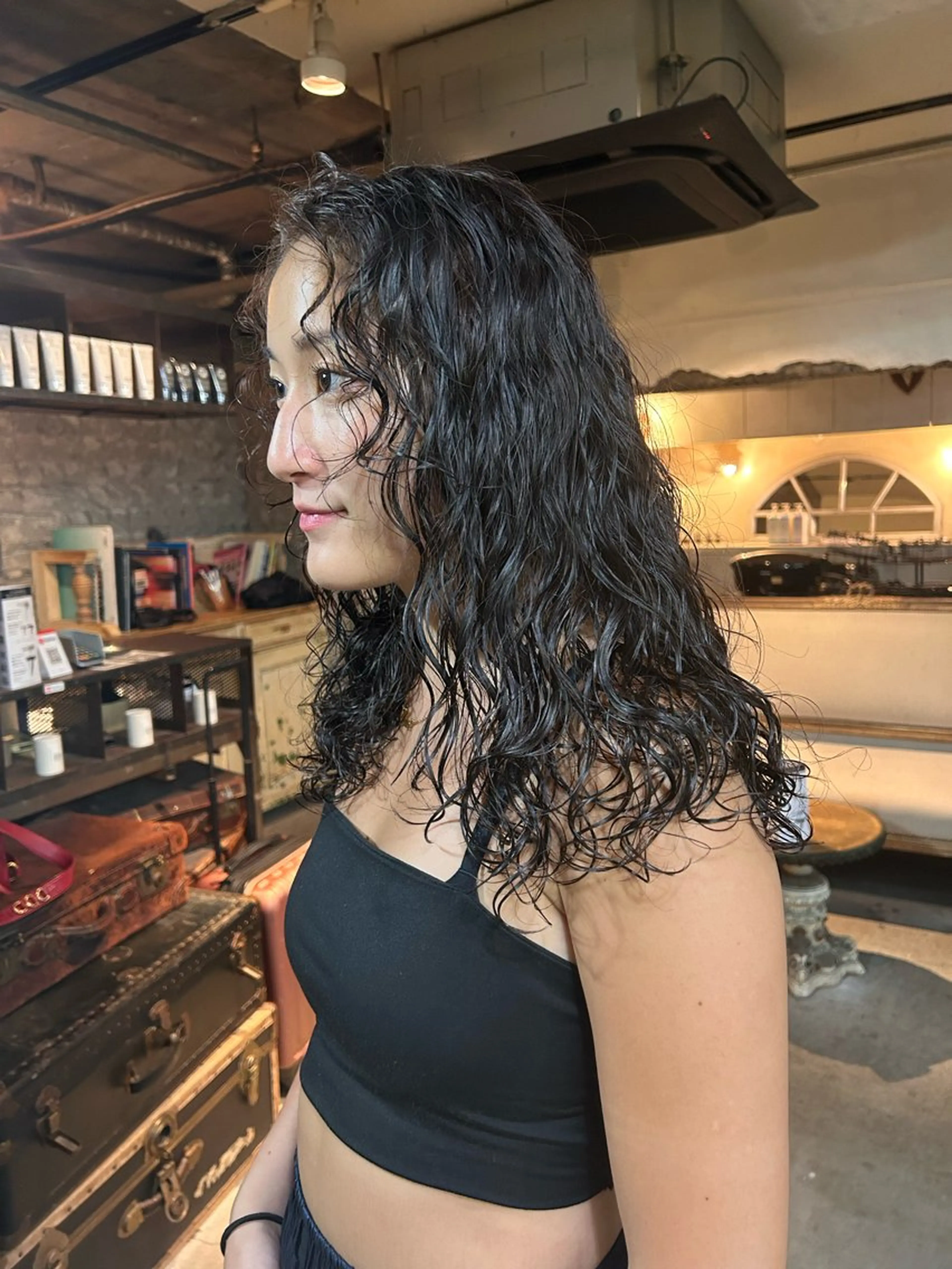 セミロング カラー パーマ ヘアアレンジ お任せヘア☘️☘️ 及川渚のヘアスタイル