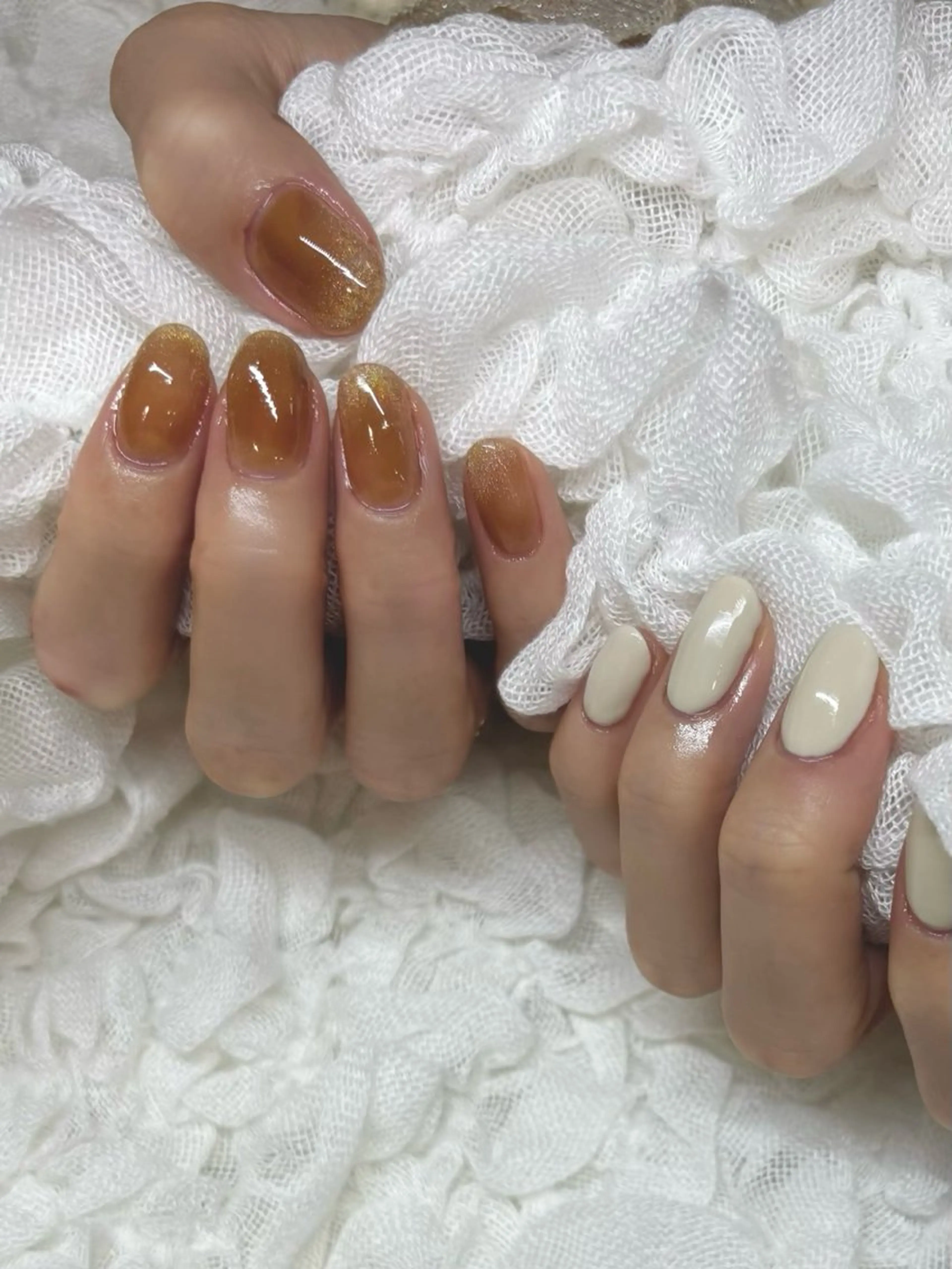 ネイル べっ甲ネイル ブラウン フラッシュネイル ジェルネイル マグネットネイル シンデレラサロン💅 ほみのネイルデザイン
