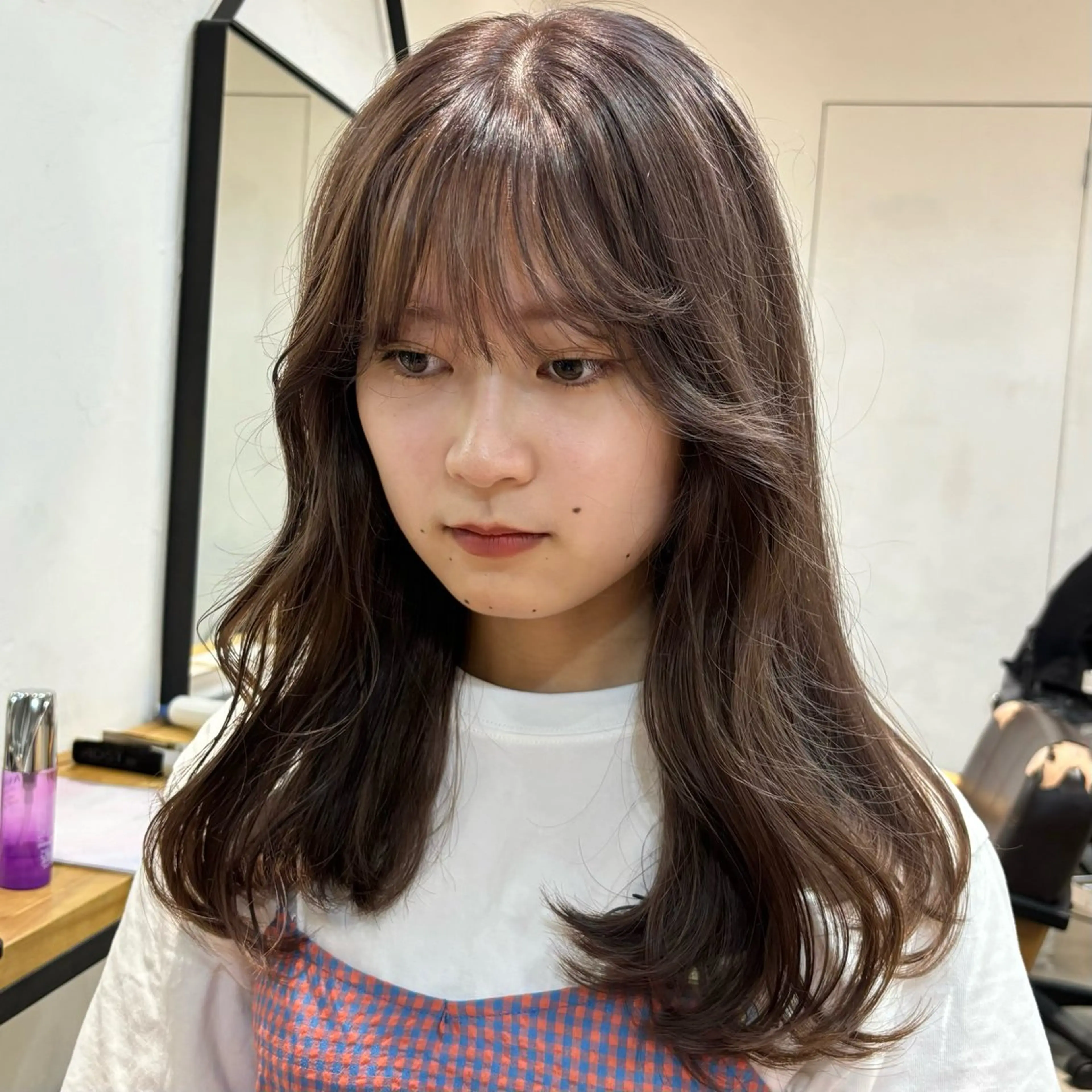 セミロング ヘアカラー 盛れる透明感カラー・ momokaのヘアスタイル