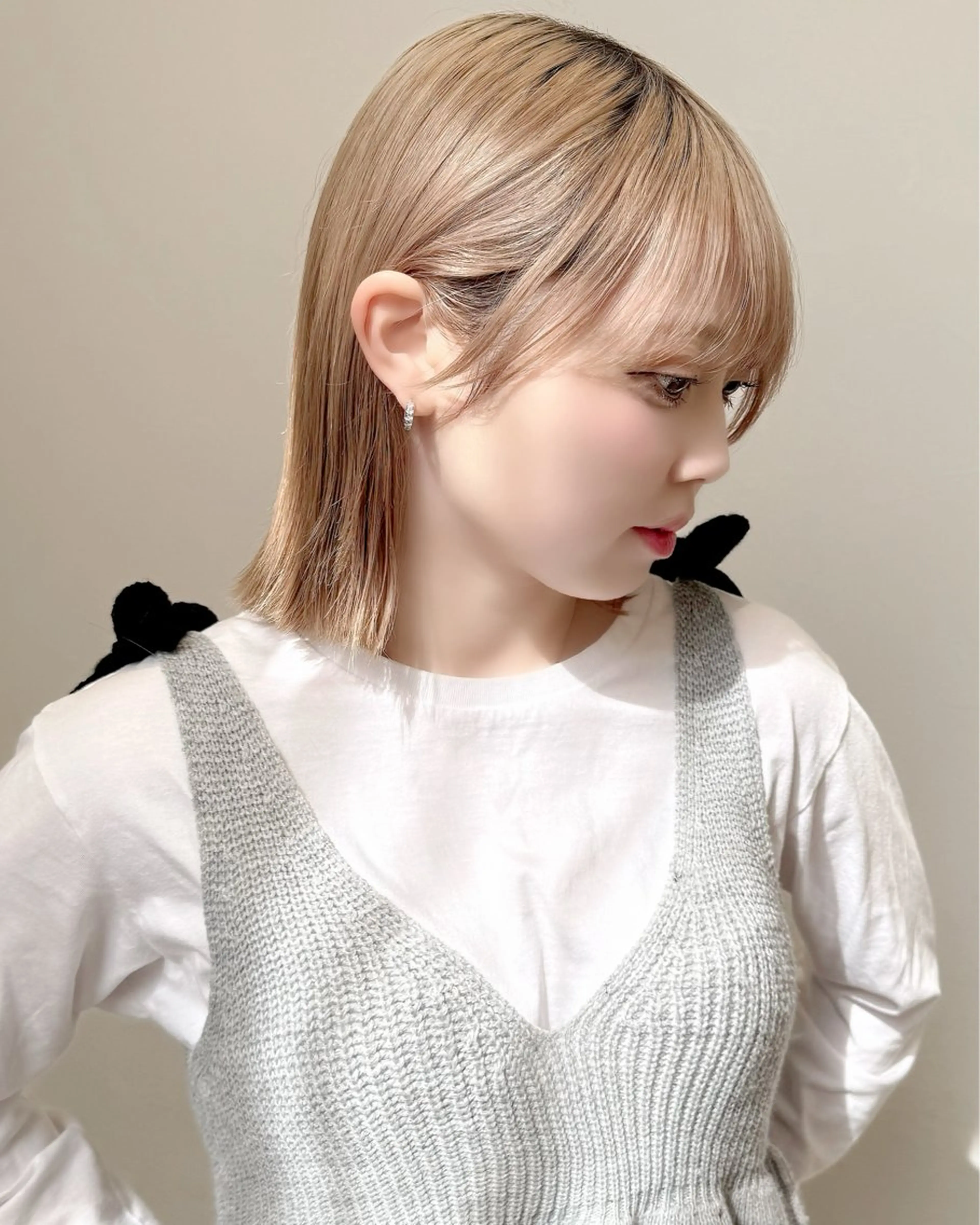 ミディアム お悩み改善ボブ 顔まわりカット/こうのヘアスタイル