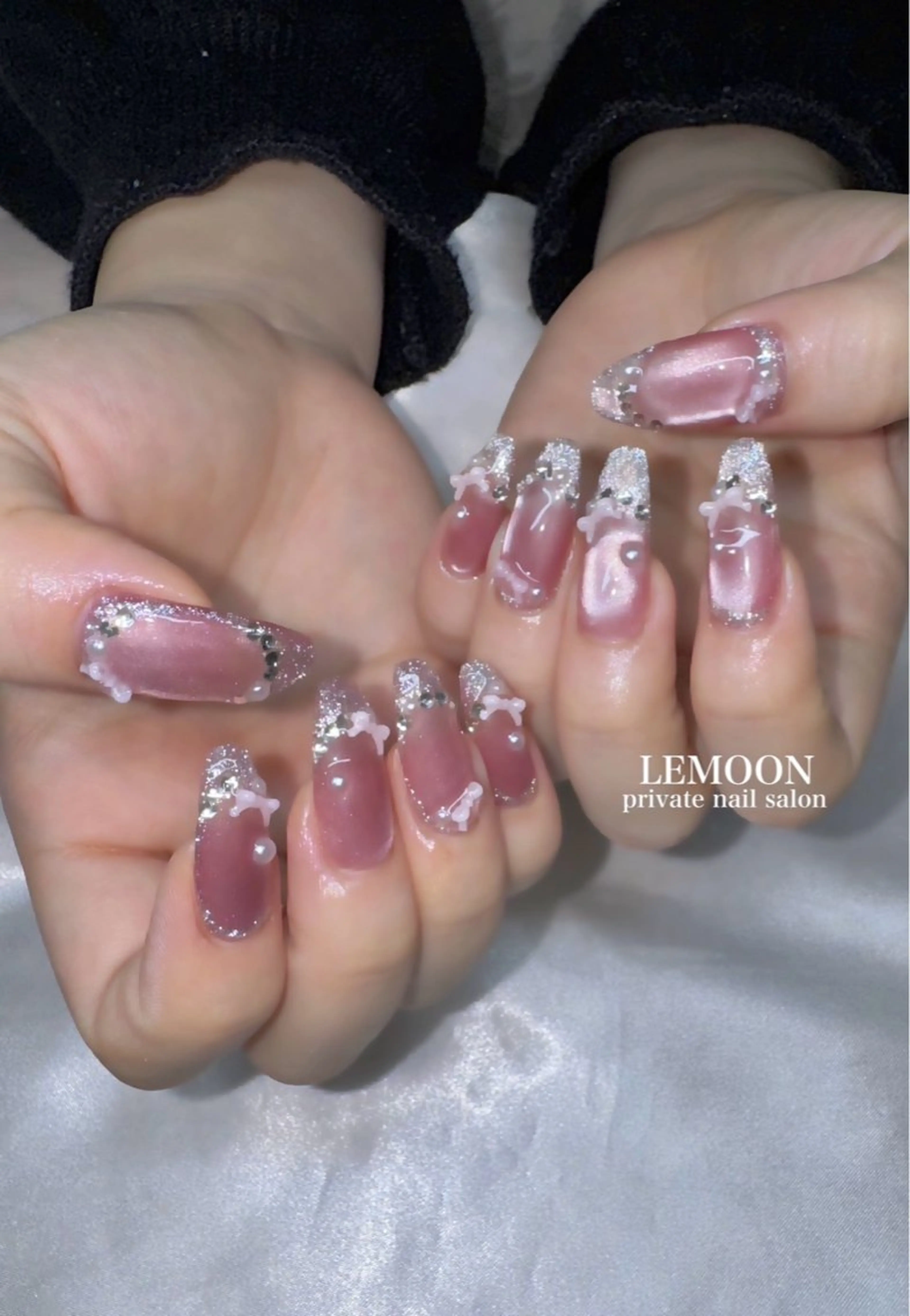 ネイル リボン ハンドネイル nail salon LEMOONのネイルデザイン