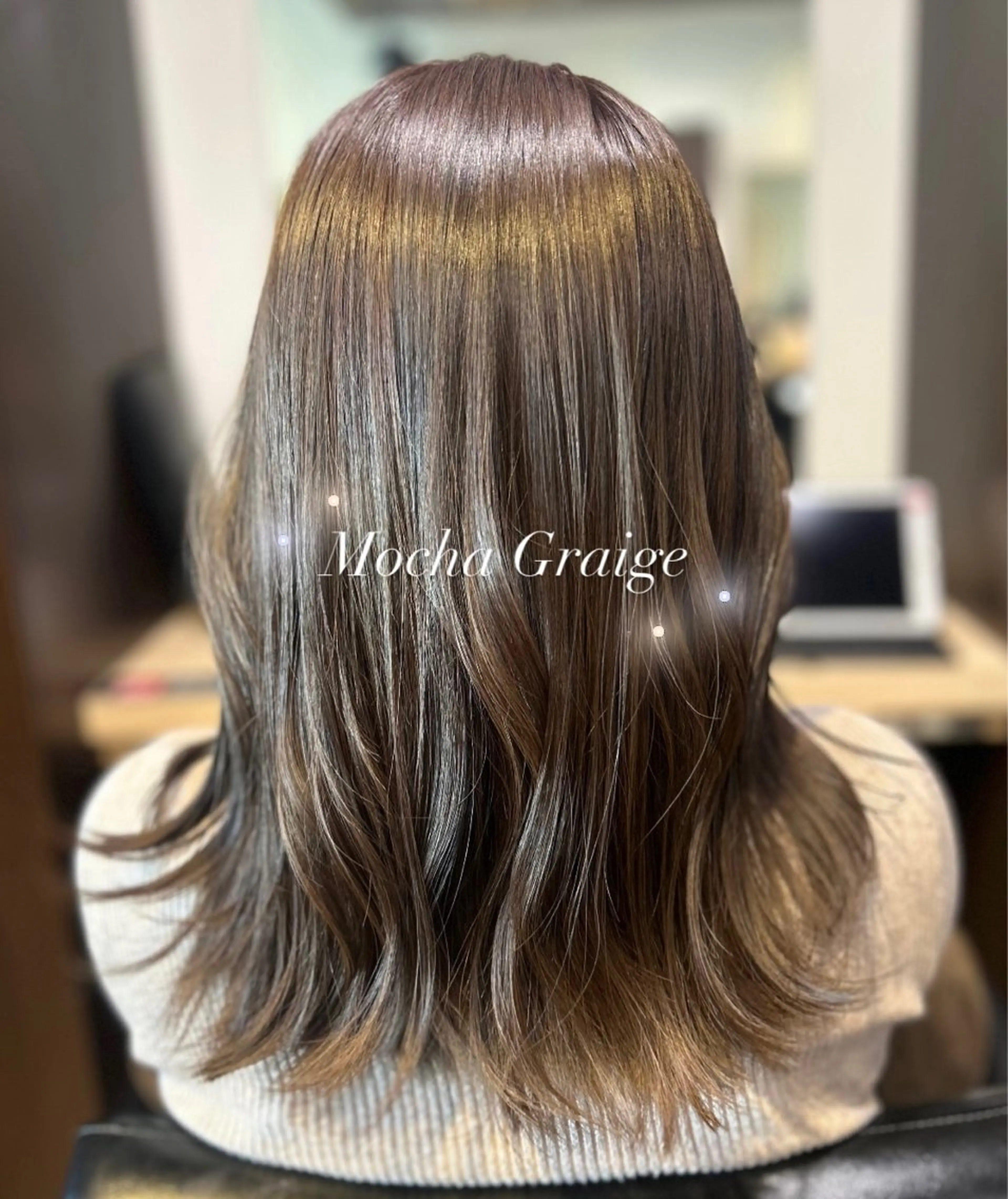 セミロング カラー グレージュ モカグレージュ ピンクカラー ⭐️似合わせアップ ⭐️並木奏絵のヘアスタイル